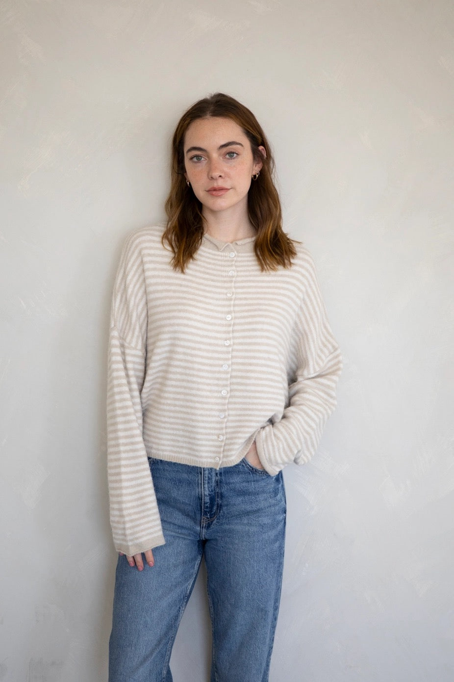 CHURCH GIRL KNIT - CREAM STRIPE