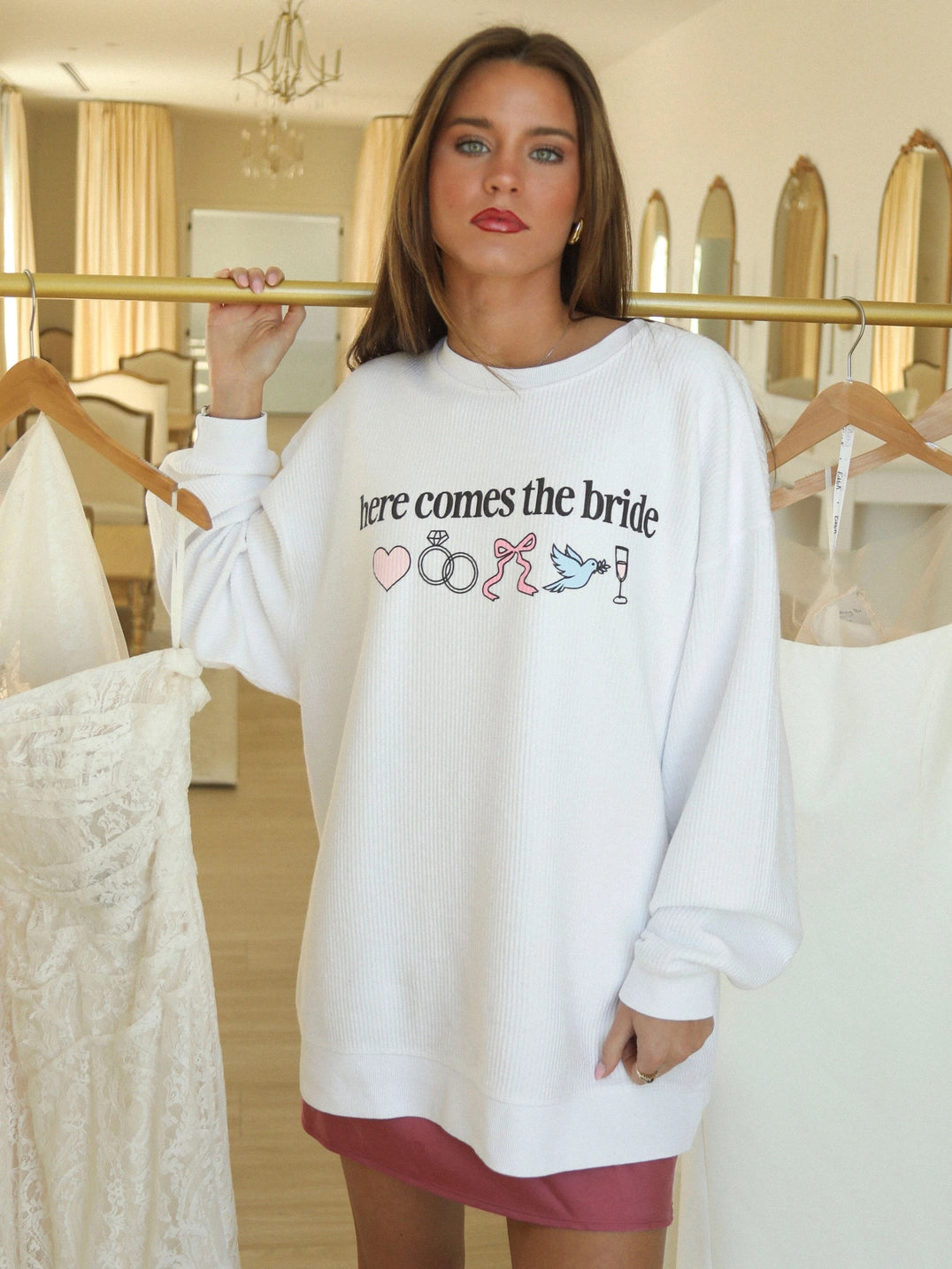 'HERE COMES THE BRIDE' CORDED CREW