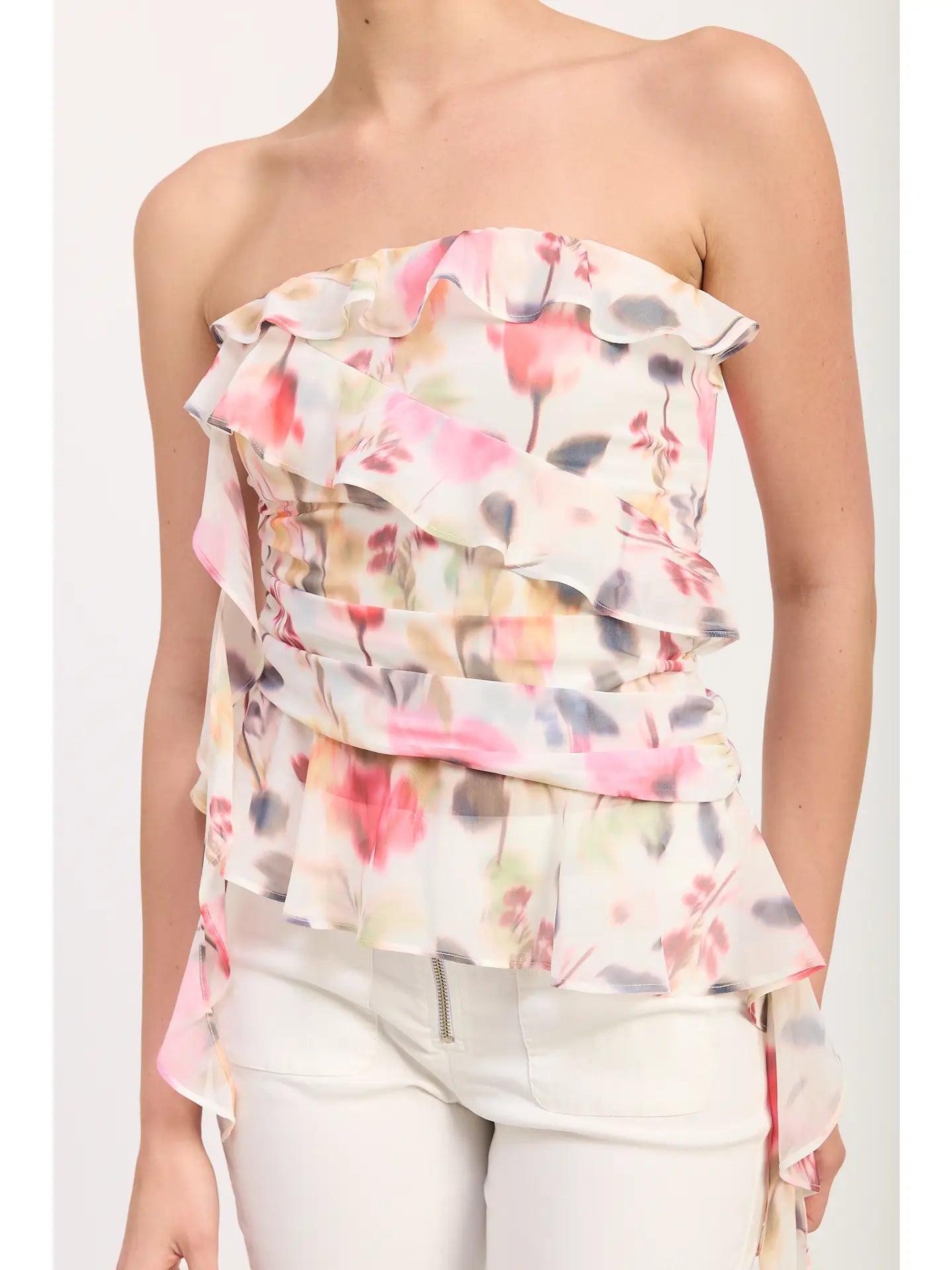FLORAL FLARE TUBE TOP