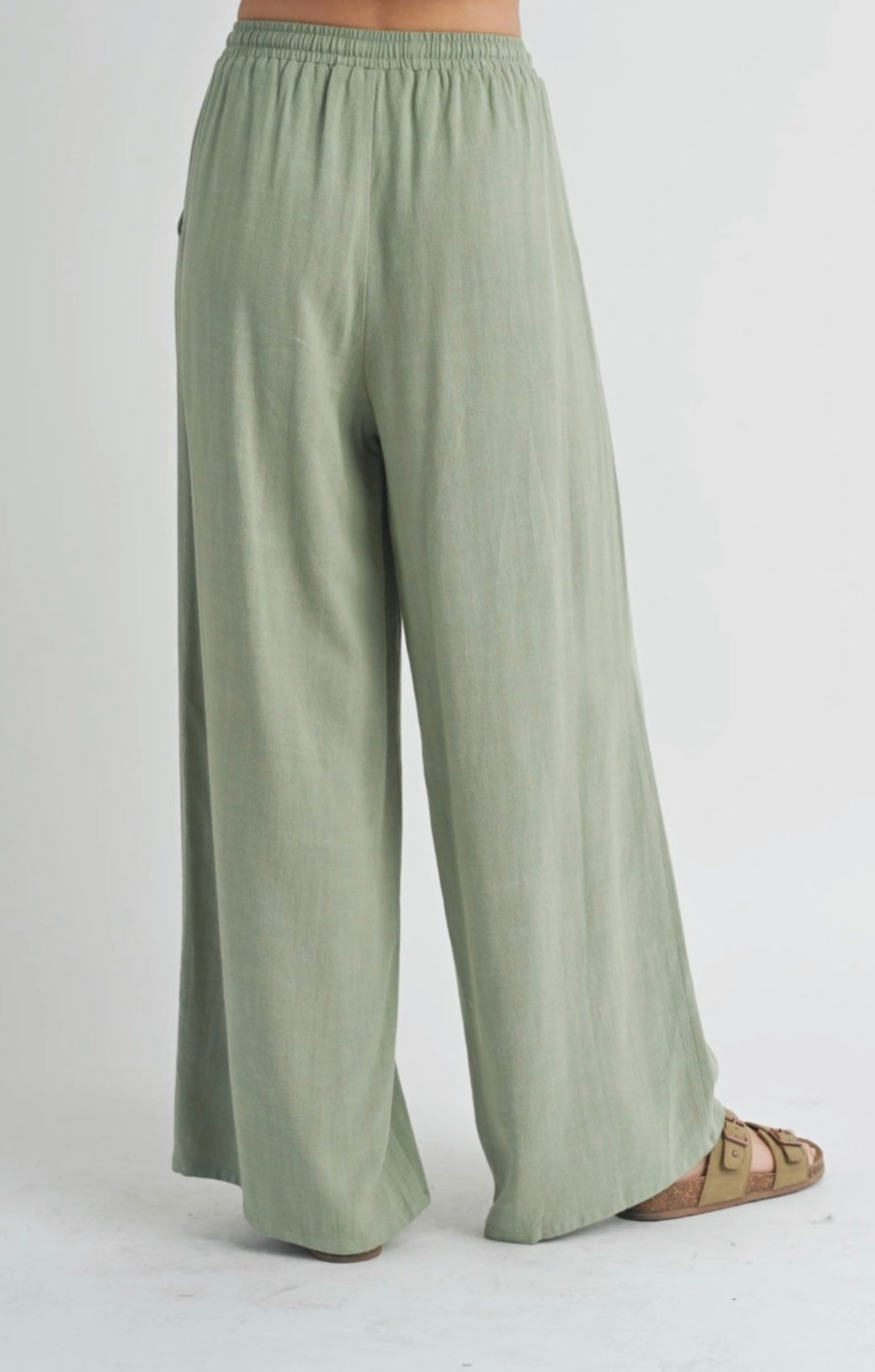 BREEZY LINEN PANTS - GREEN
