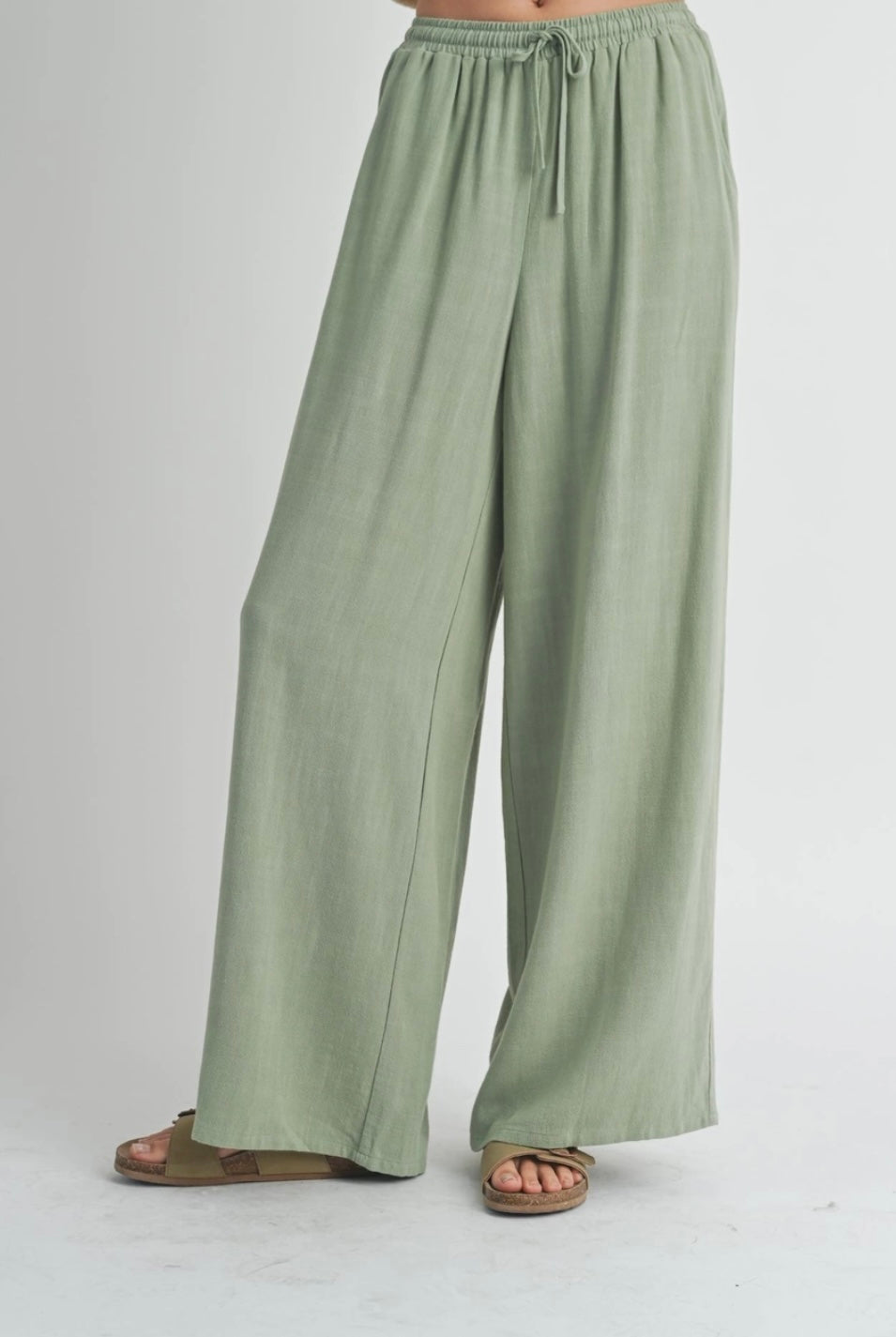 BREEZY LINEN PANTS - GREEN