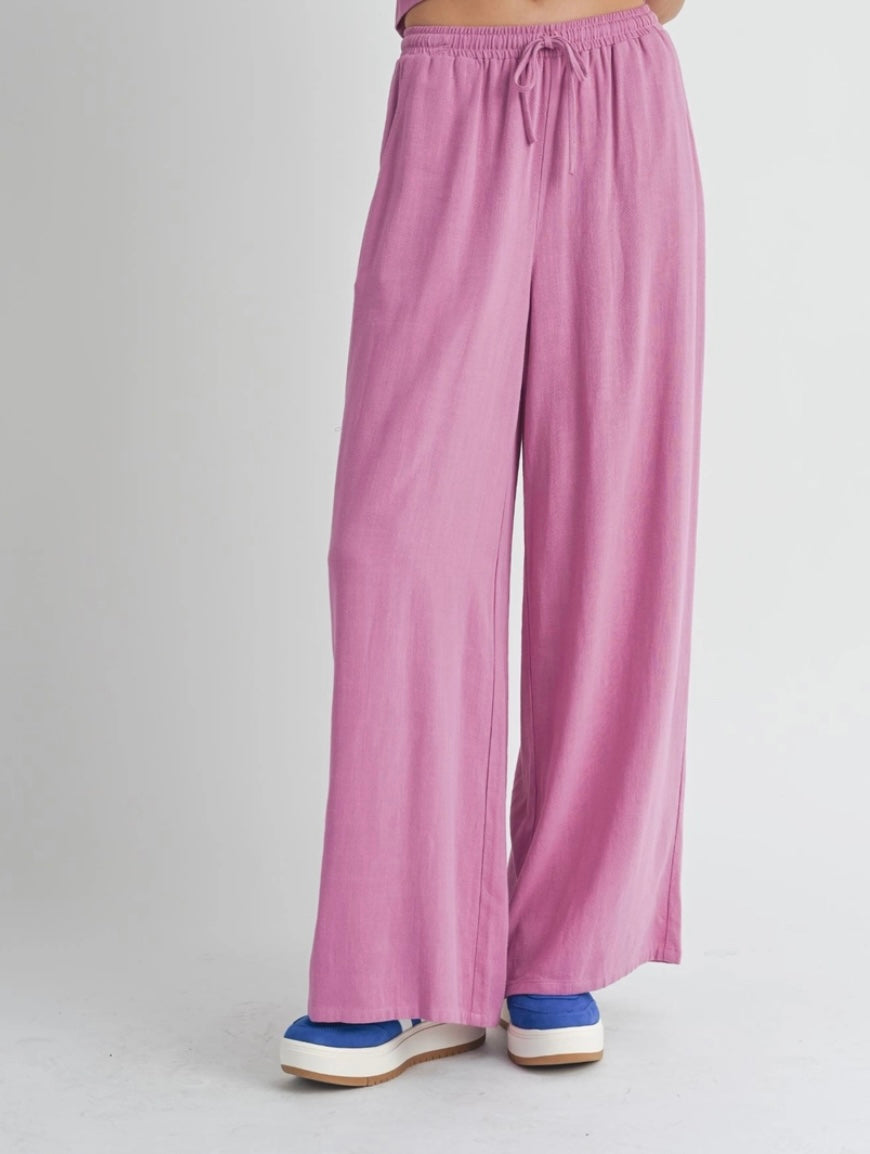 BREEZY LINEN PANTS - ORCHID