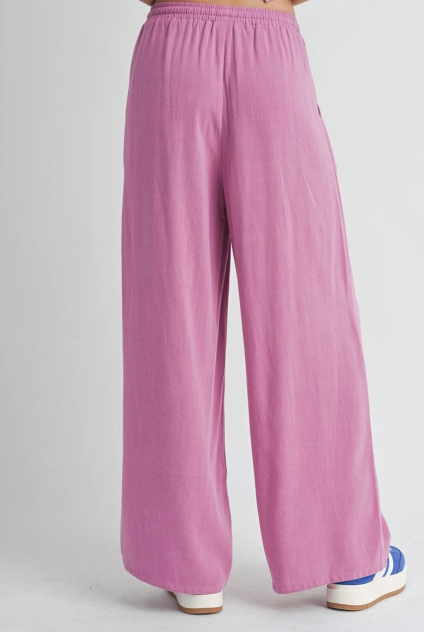 BREEZY LINEN PANTS - ORCHID