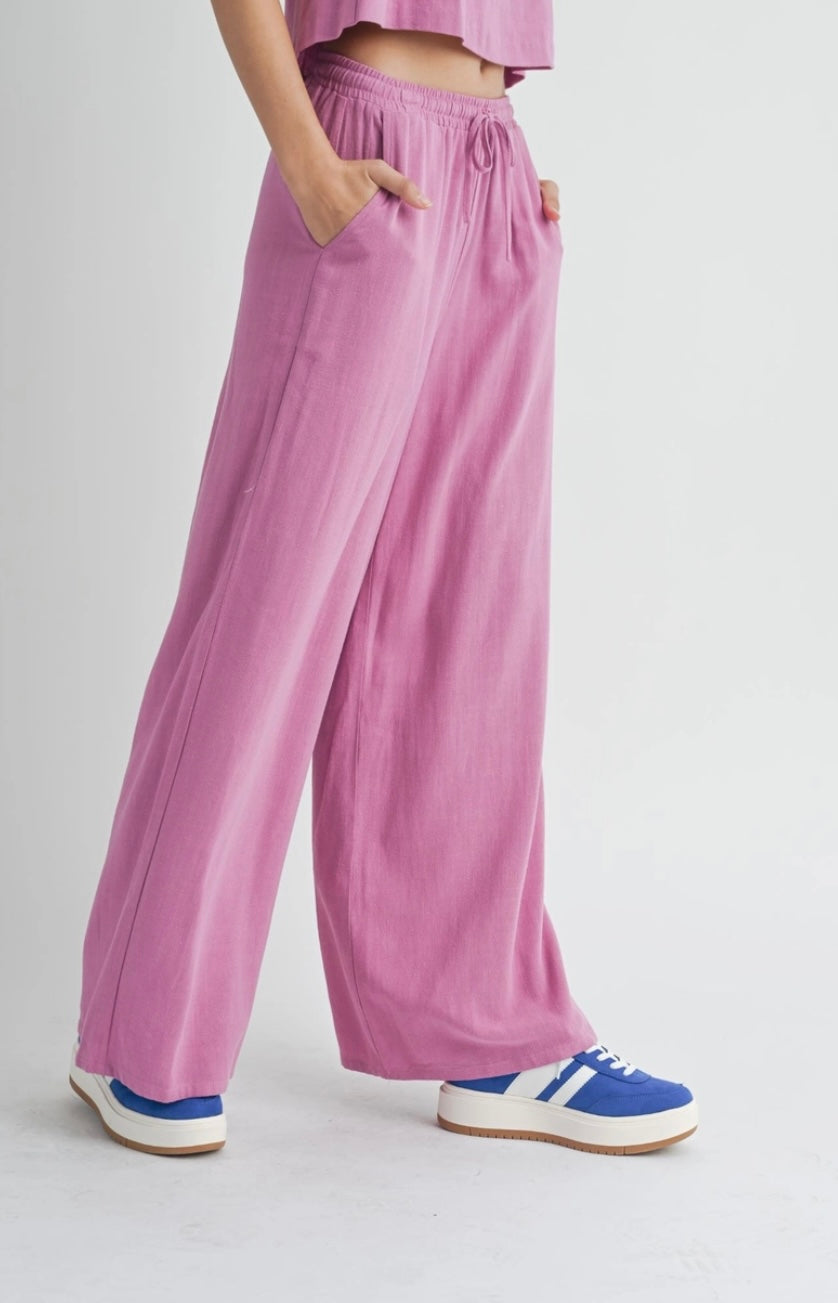BREEZY LINEN PANTS - ORCHID