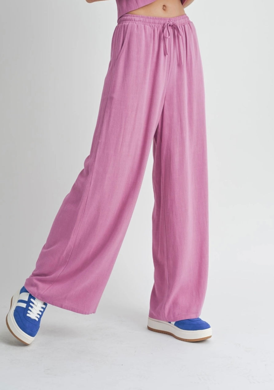 BREEZY LINEN PANTS - ORCHID