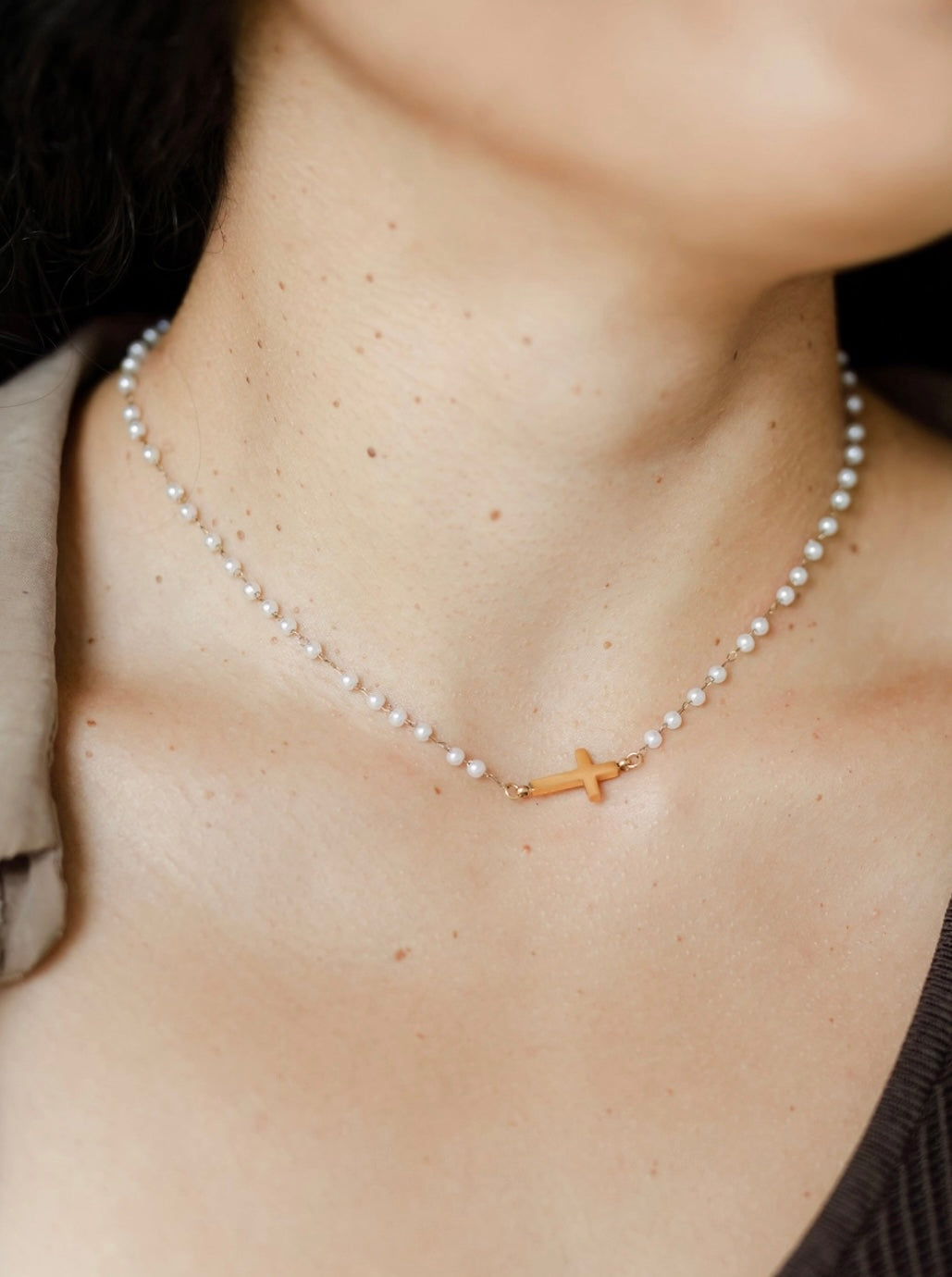 PEARL CROSS NECKLACE