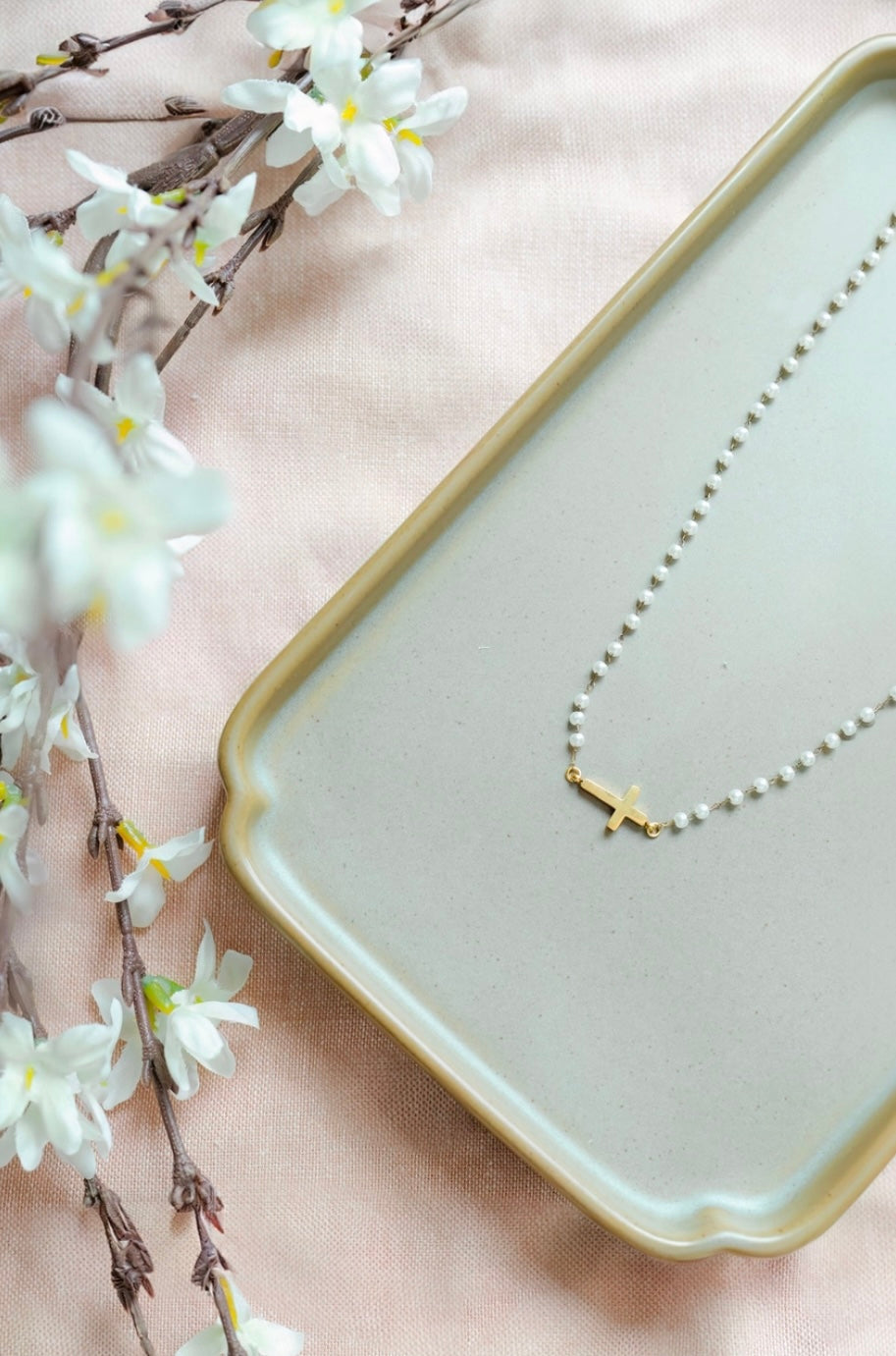 PEARL CROSS NECKLACE