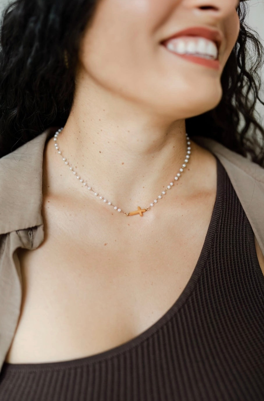 PEARL CROSS NECKLACE
