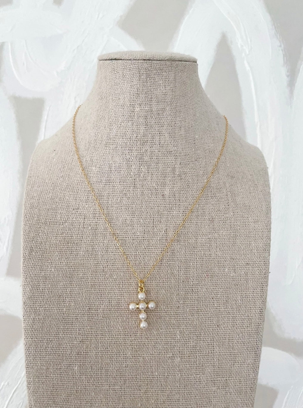 PEARL CROSS STATEMENT NECKLACE