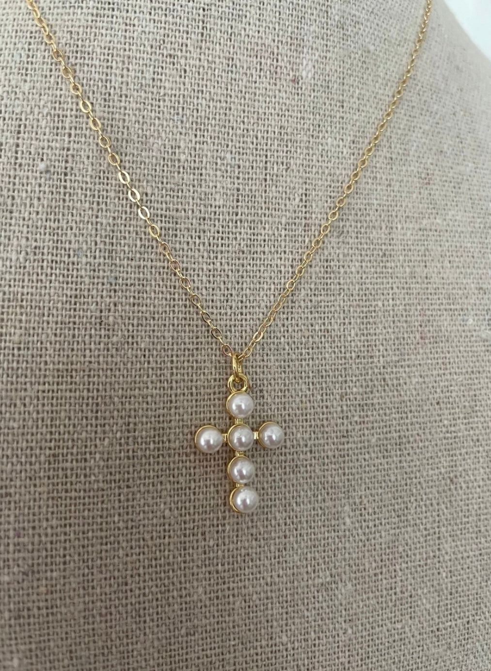 PEARL CROSS STATEMENT NECKLACE