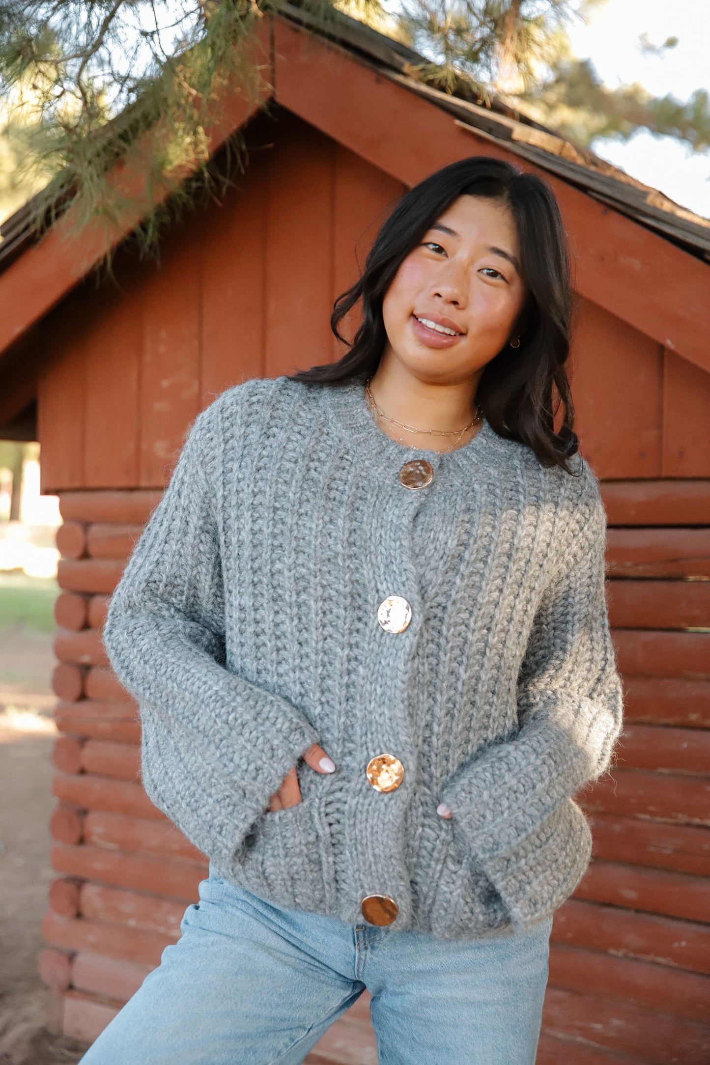 AMELIA CARDIGAN - CHARCOAL