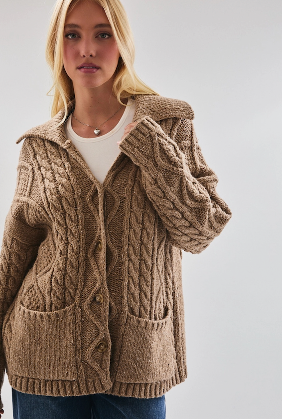 RENNA CHUNKY CARDGIAN - ESPRESSO