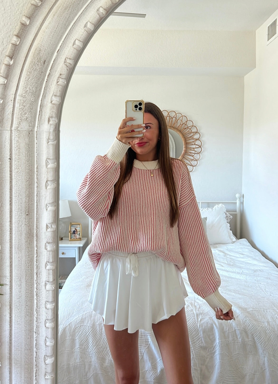 WILLOW CREWNECK - PINK AND OLIVE