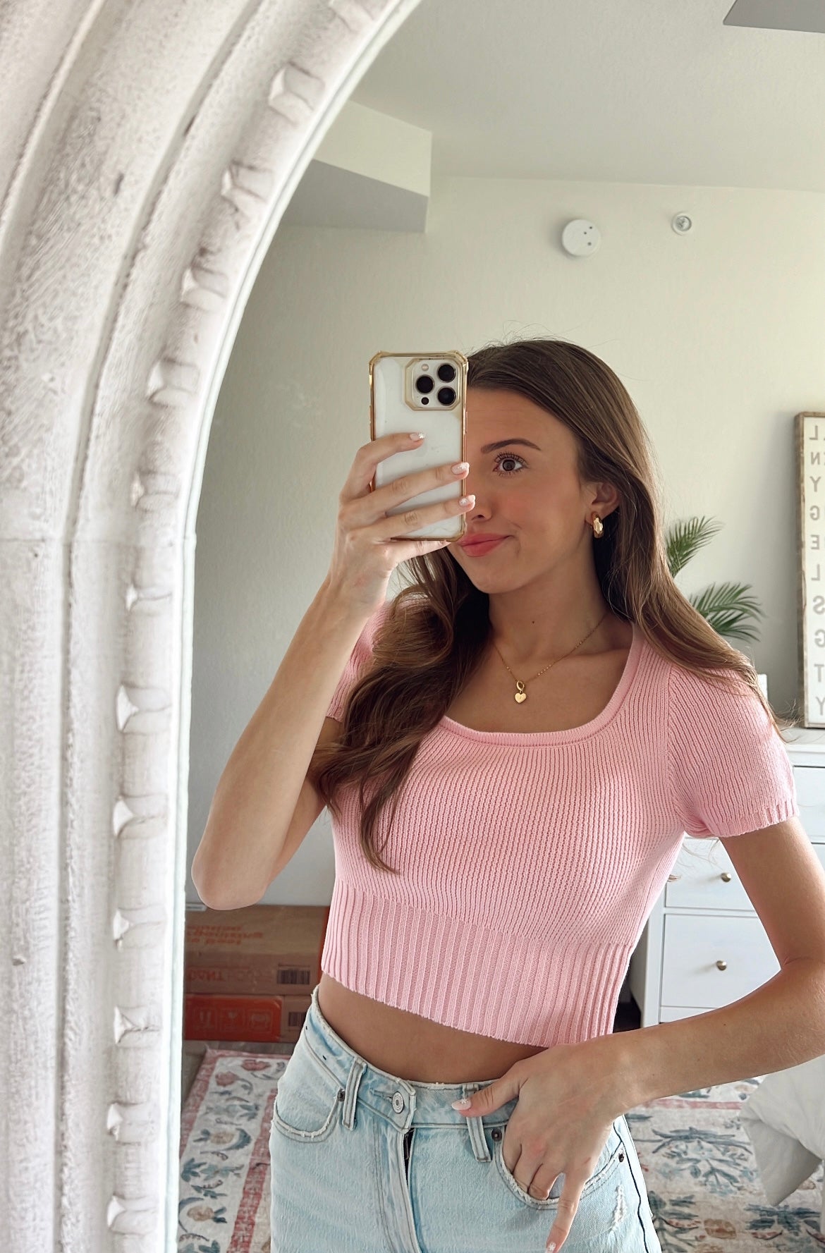 LUCY KNIT CROP - PINK