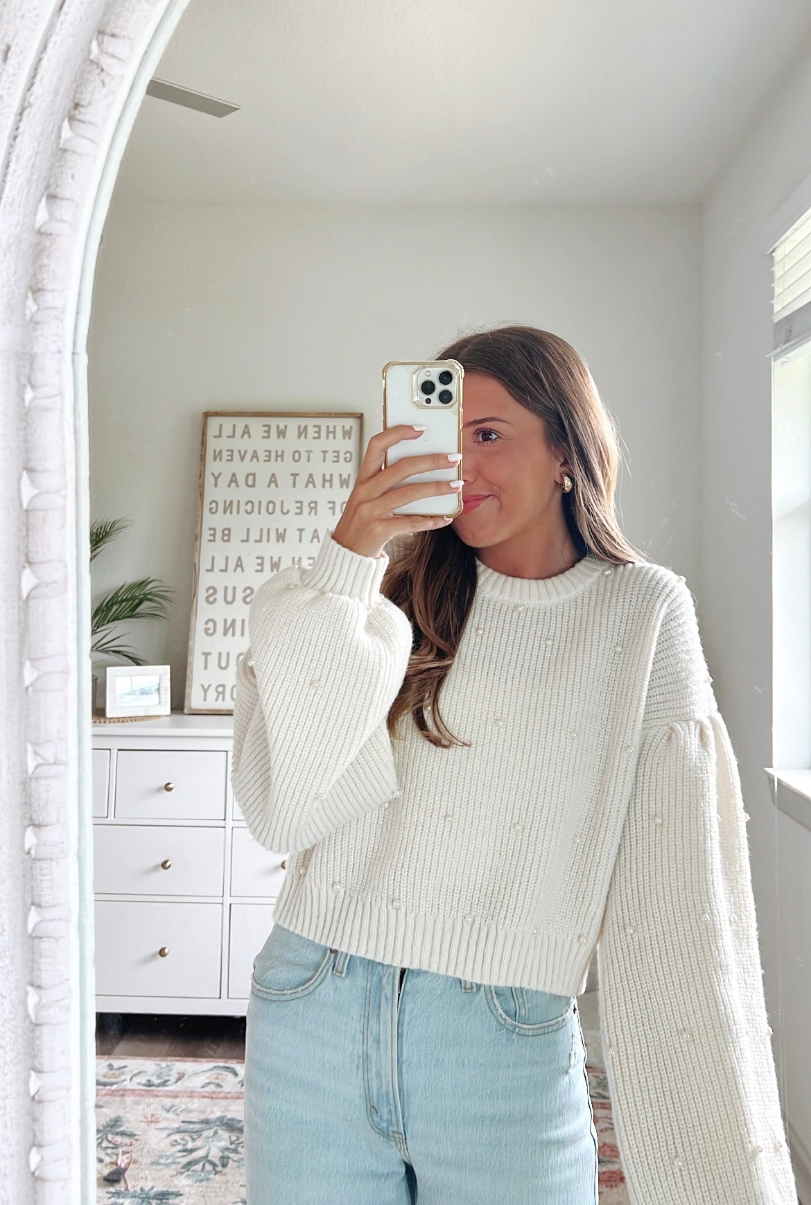 IVORY PEARL DETAIL SWEATER