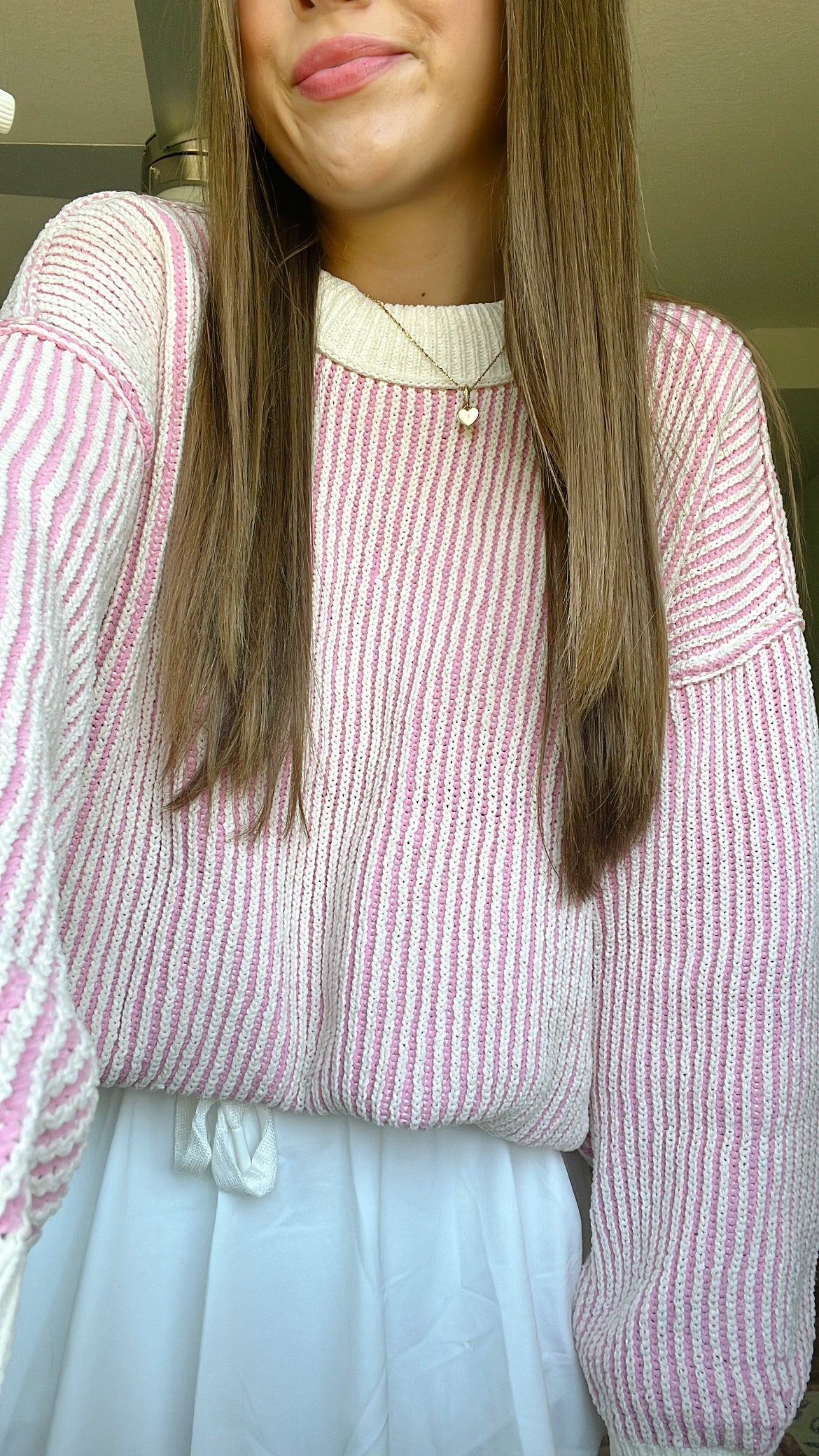 WILLOW CREWNECK - PINK AND OLIVE