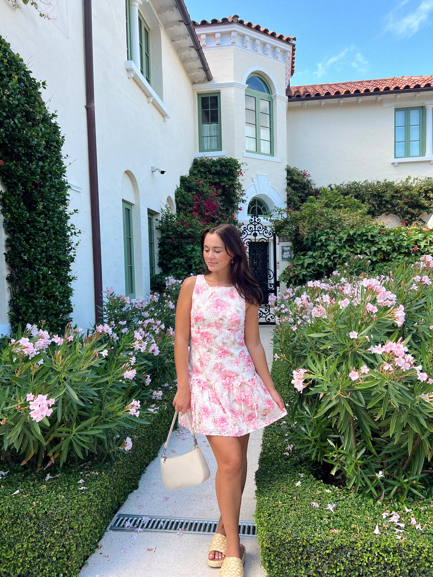 ROSE EYELET MINI DRESS