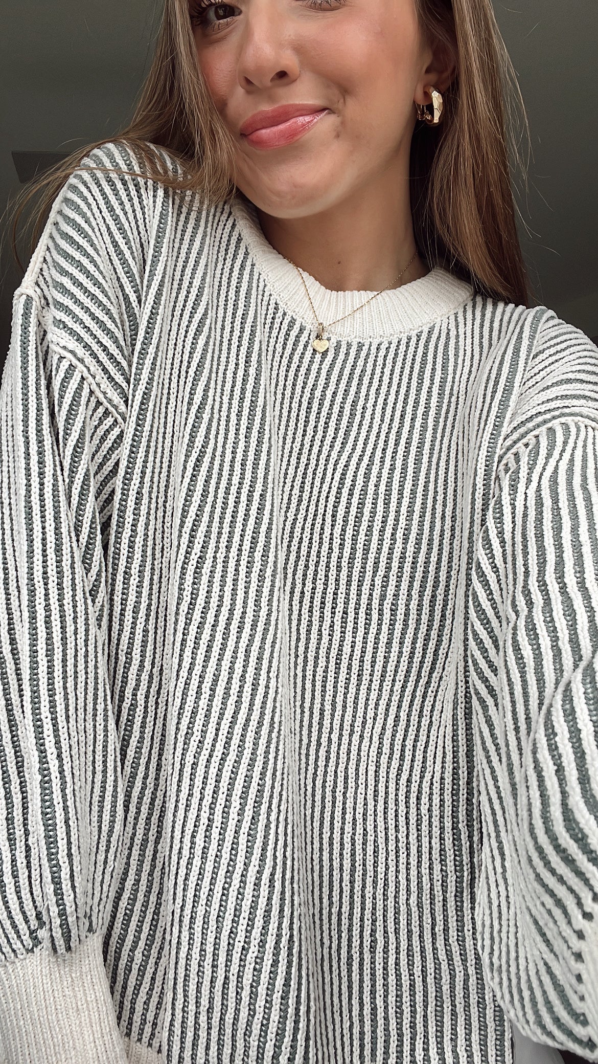 WILLOW CREWNECK - PINK AND OLIVE