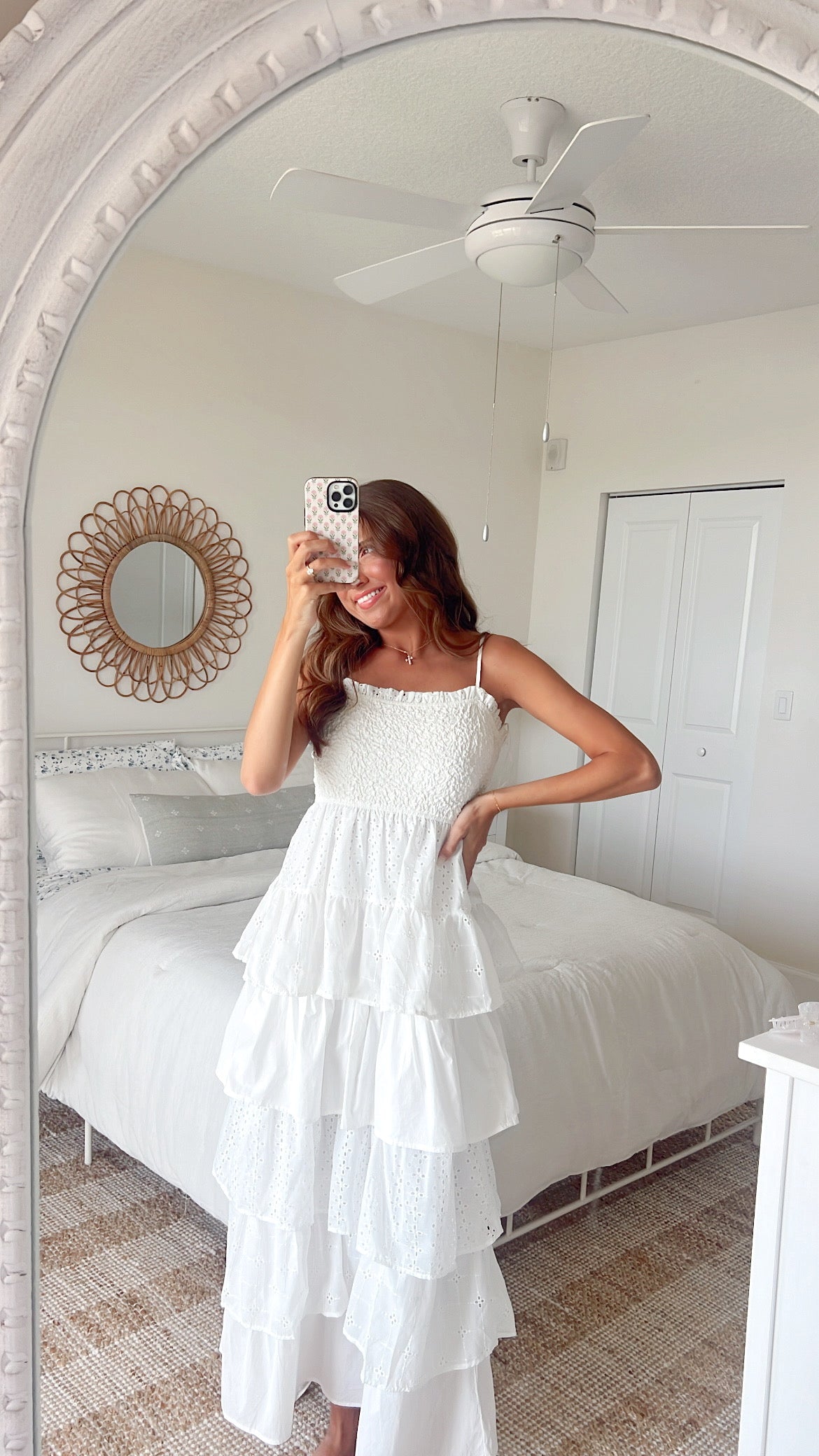 EYELET TIERED MAXI DRESS