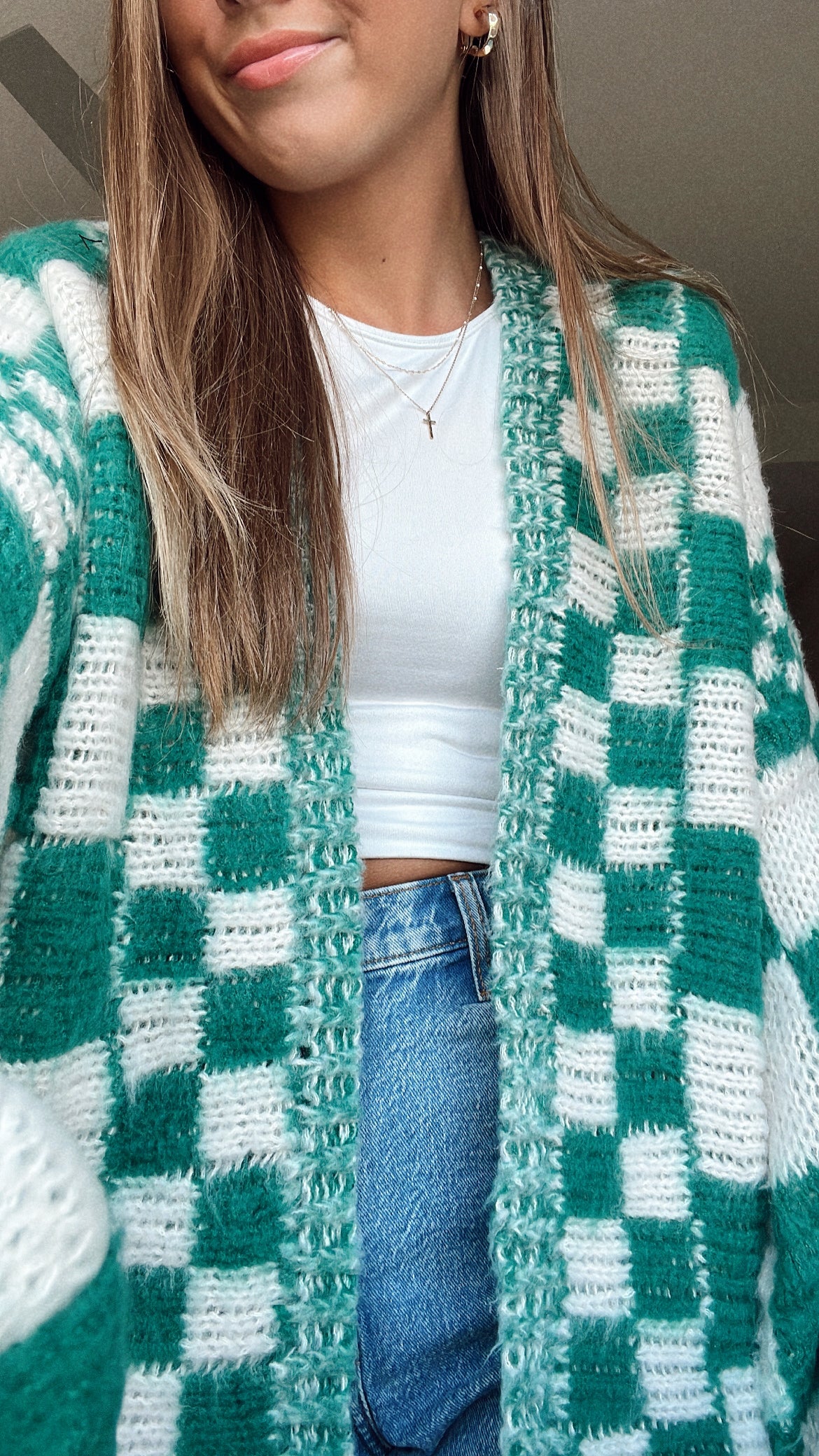 QUINN CHECKERED CARDI