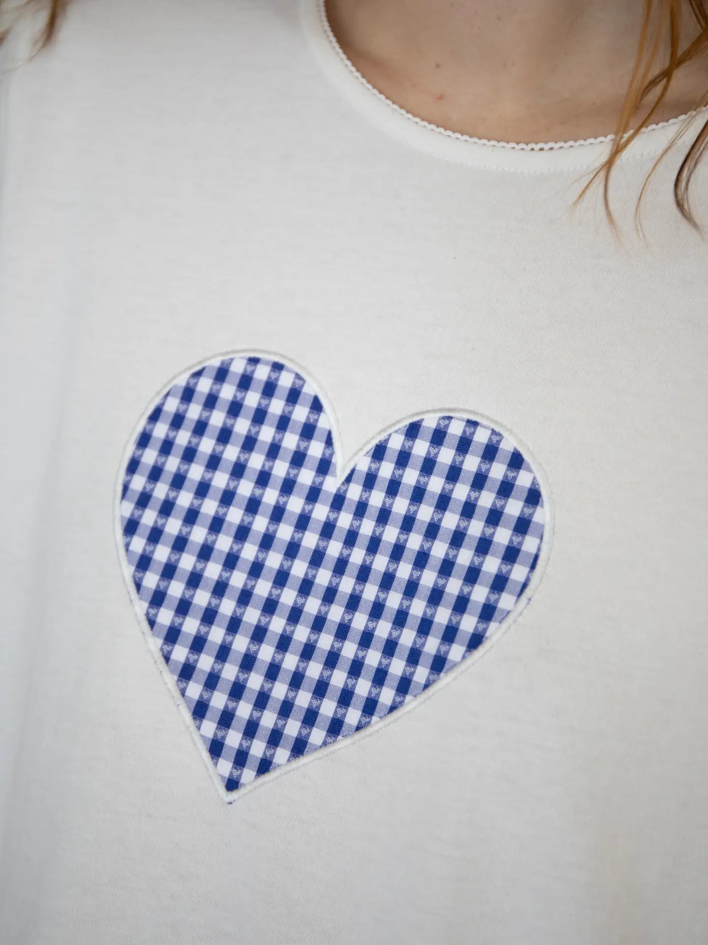 GINGHAM HEART PATCH TEE