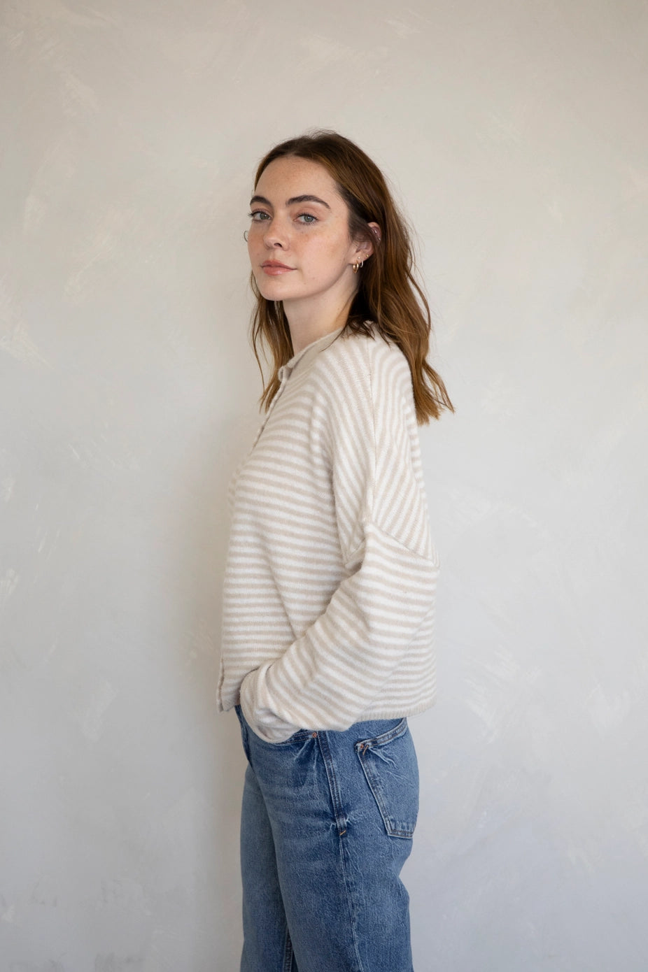 CHURCH GIRL KNIT - CREAM STRIPE