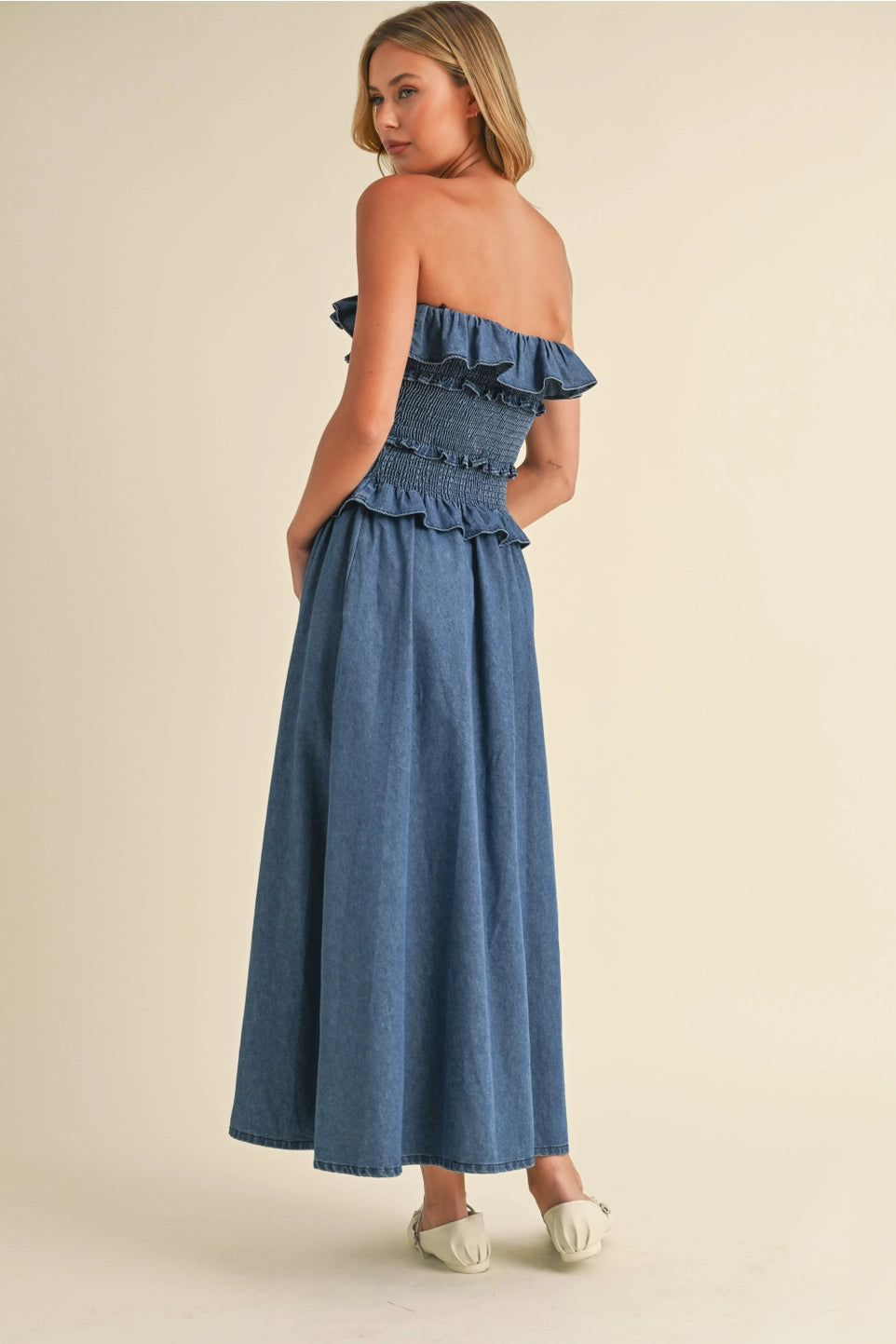 MAMA MIA RUFFLE MIDI DRESS