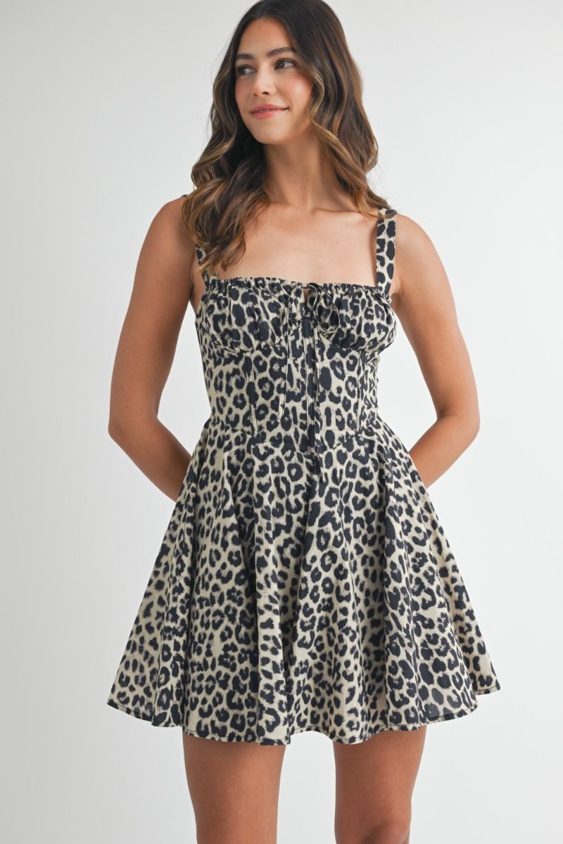 LEOPARD MINI CORSET DRESS