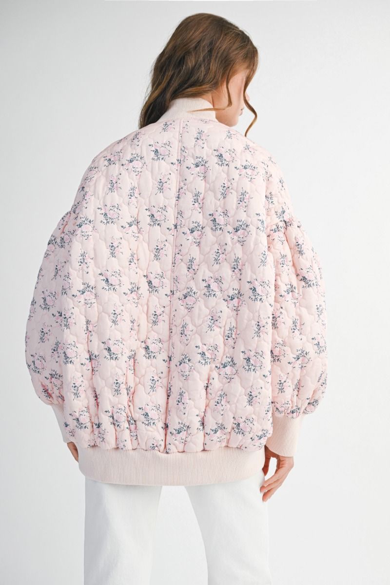 FLORAL BOMBER JACKET - MAUVE