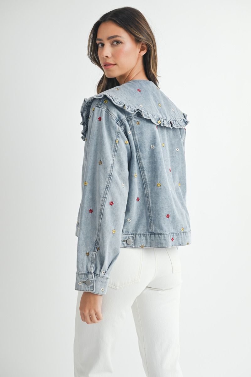 FLOWER EMBROIDERED JEAN JACKET