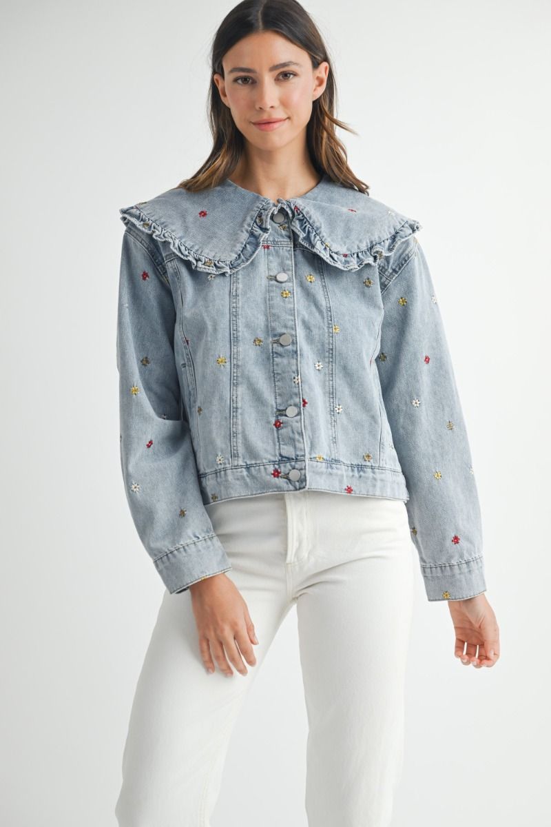 FLOWER EMBROIDERED JEAN JACKET