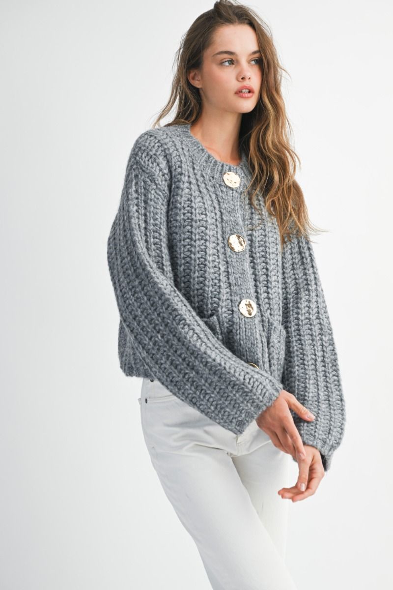 AMELIA CARDIGAN - CHARCOAL
