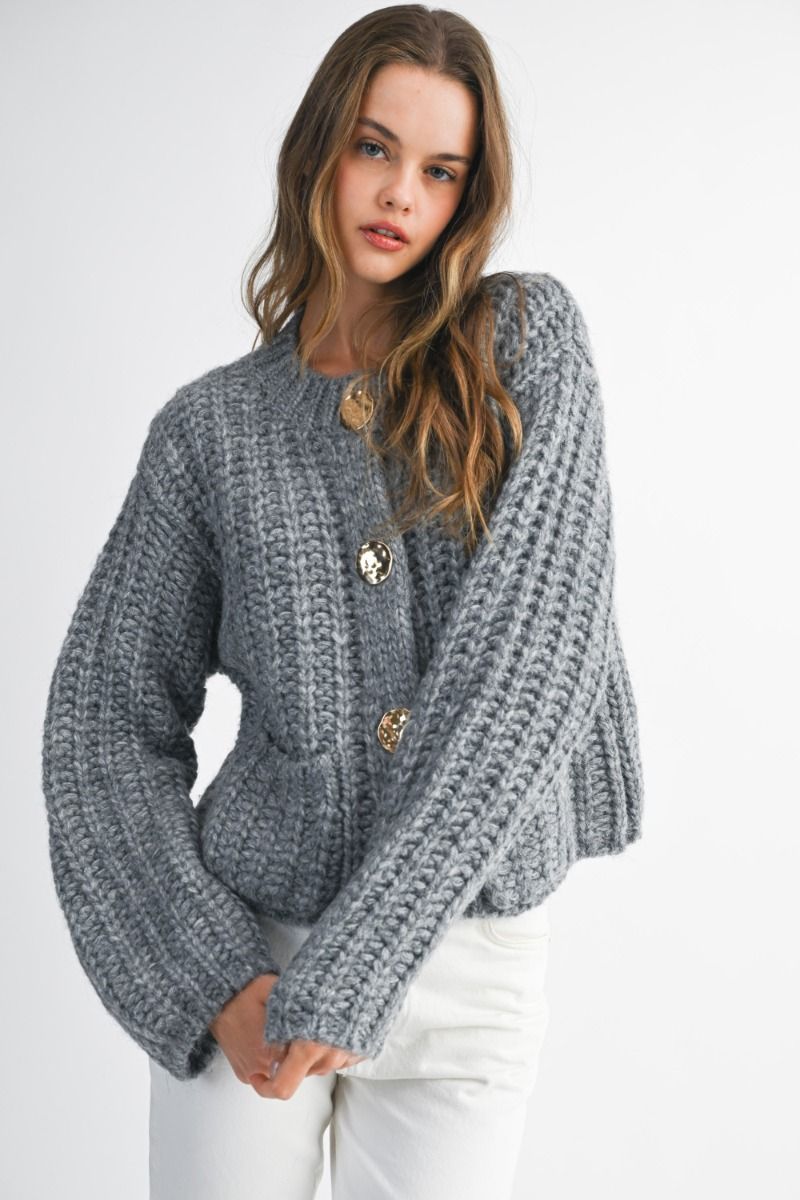 AMELIA CARDIGAN - CHARCOAL