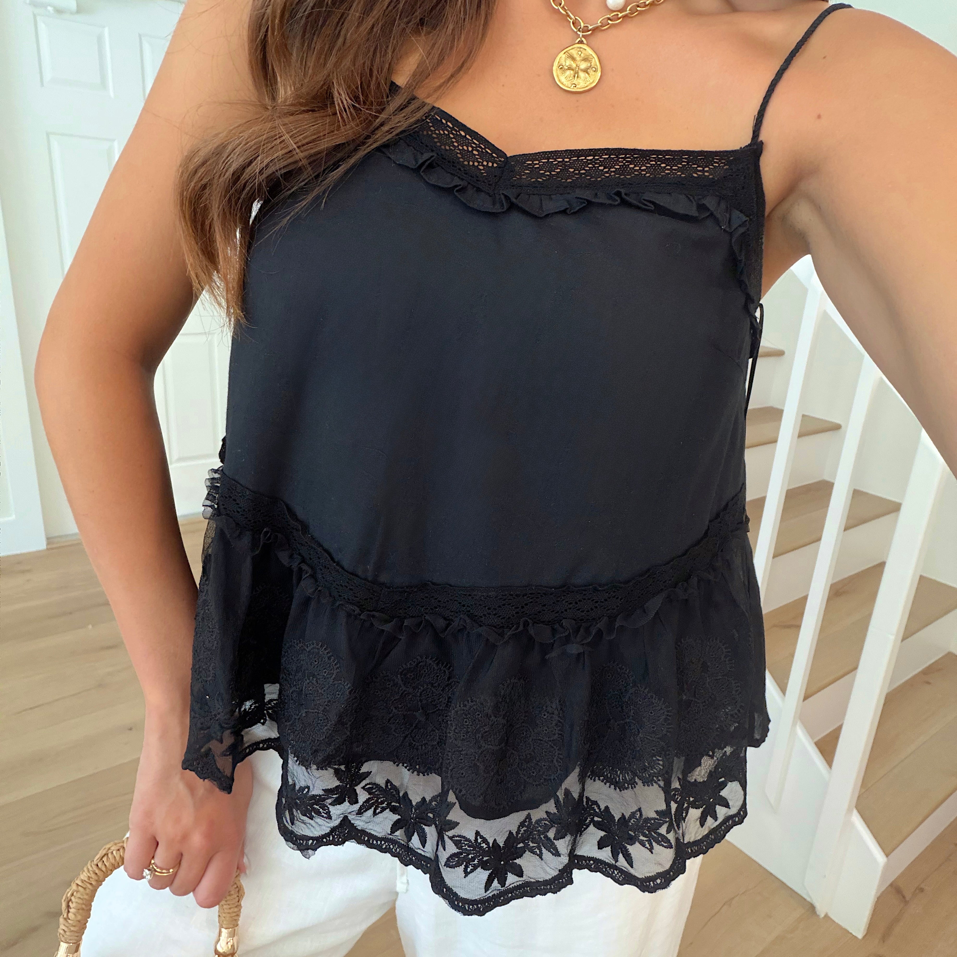 Darcy Lace Tank - Black
