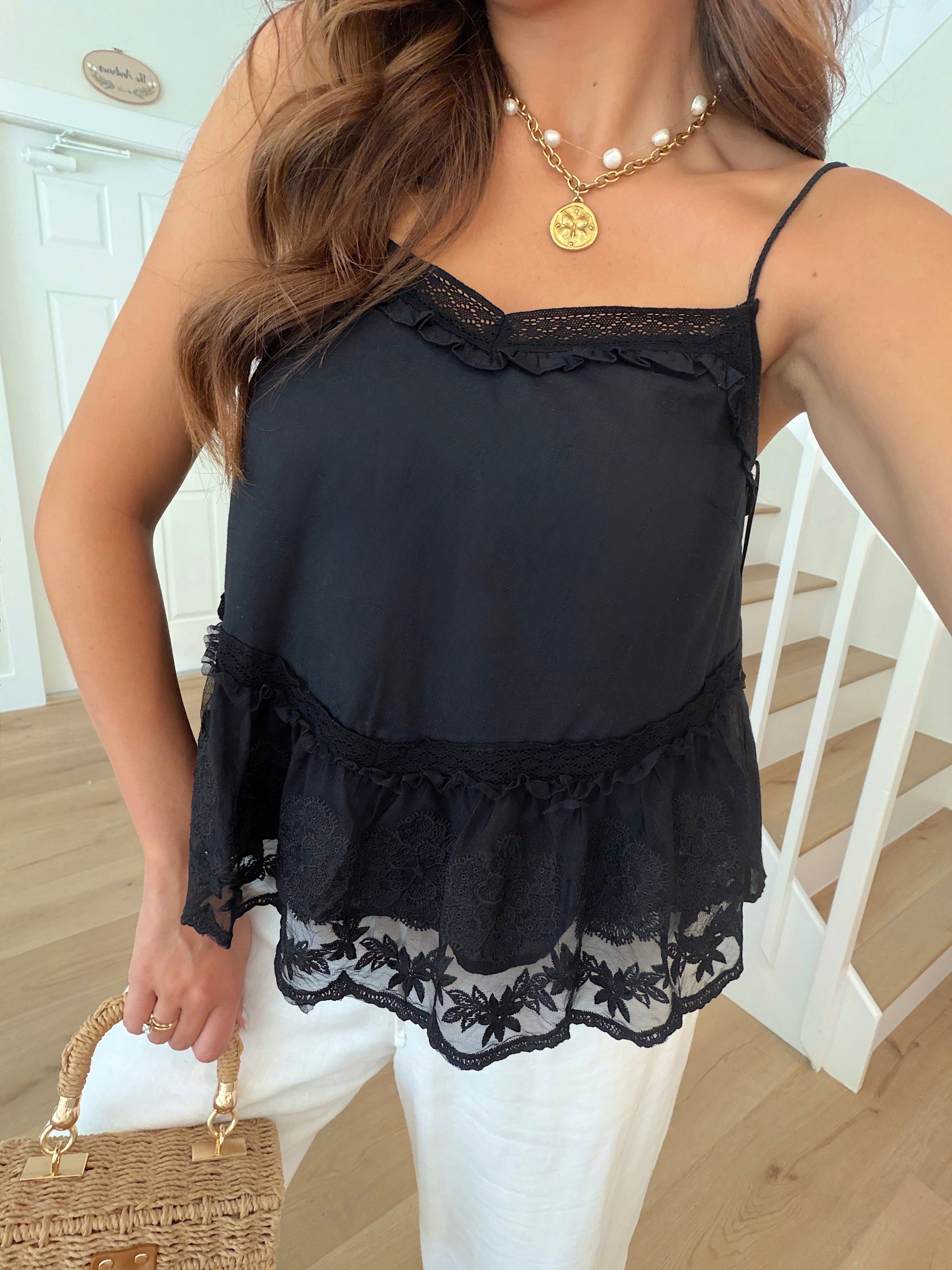 Darcy Lace Tank - Black