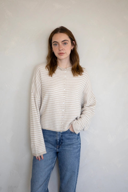 CHURCH GIRL KNIT - CREAM STRIPE