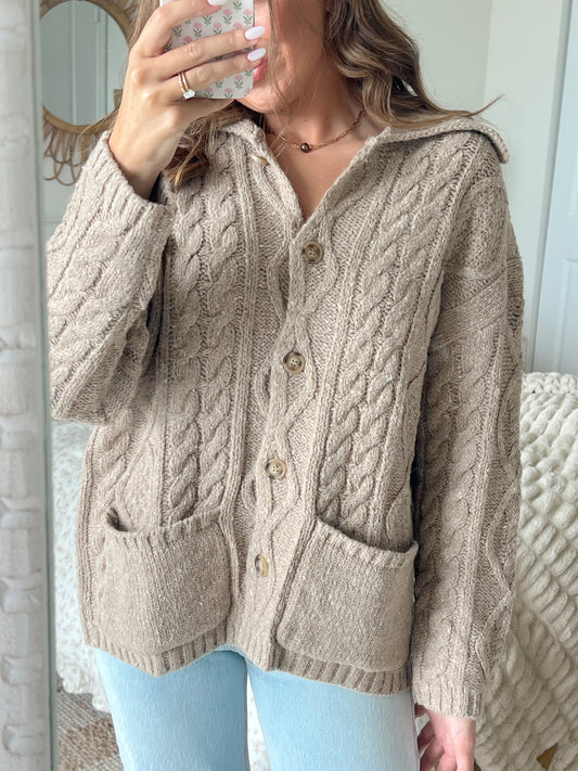 RENNA CHUNKY CARDGIAN - ESPRESSO
