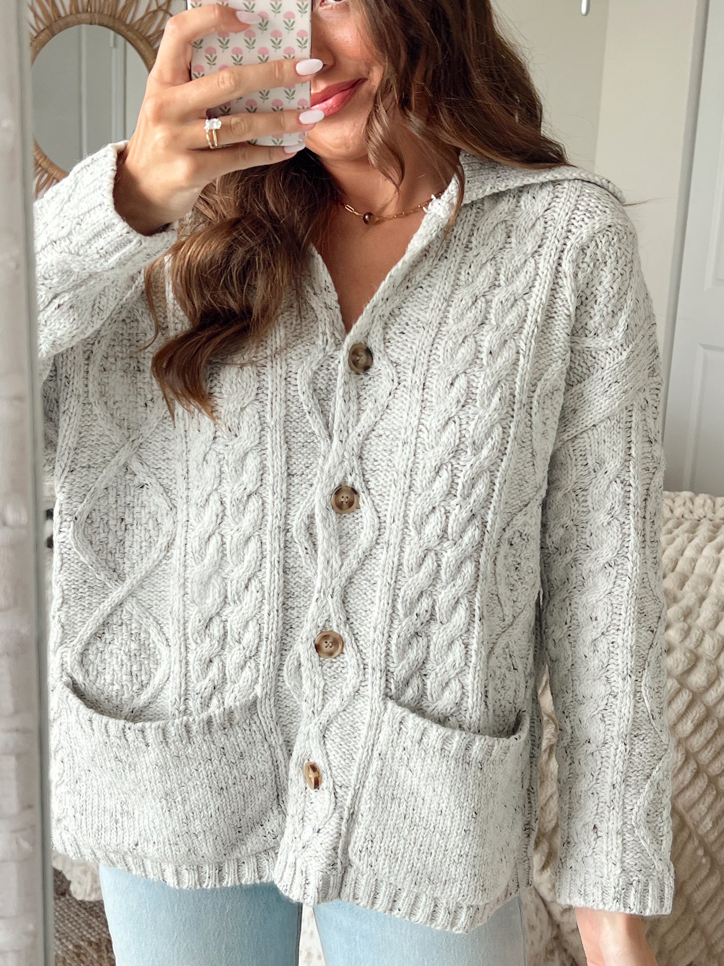 RENNA CHUNKY CARDIGAN - OAT