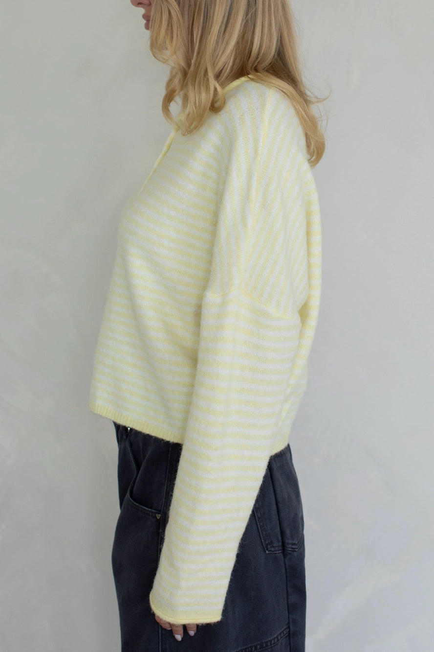 Church Girl Knit - Butter Yellow Stripe