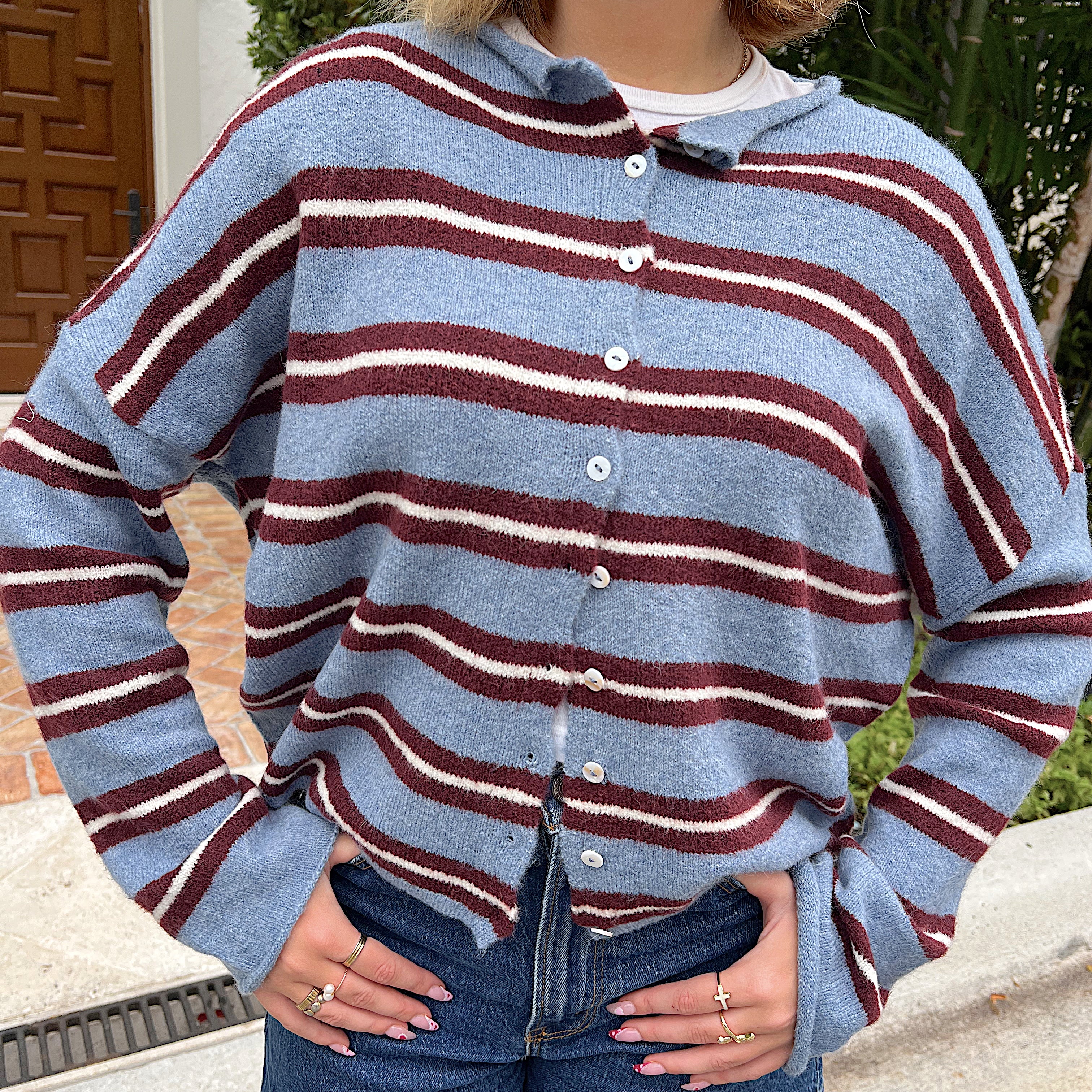 Church Girl Knit - Blue Collegiate Stripe