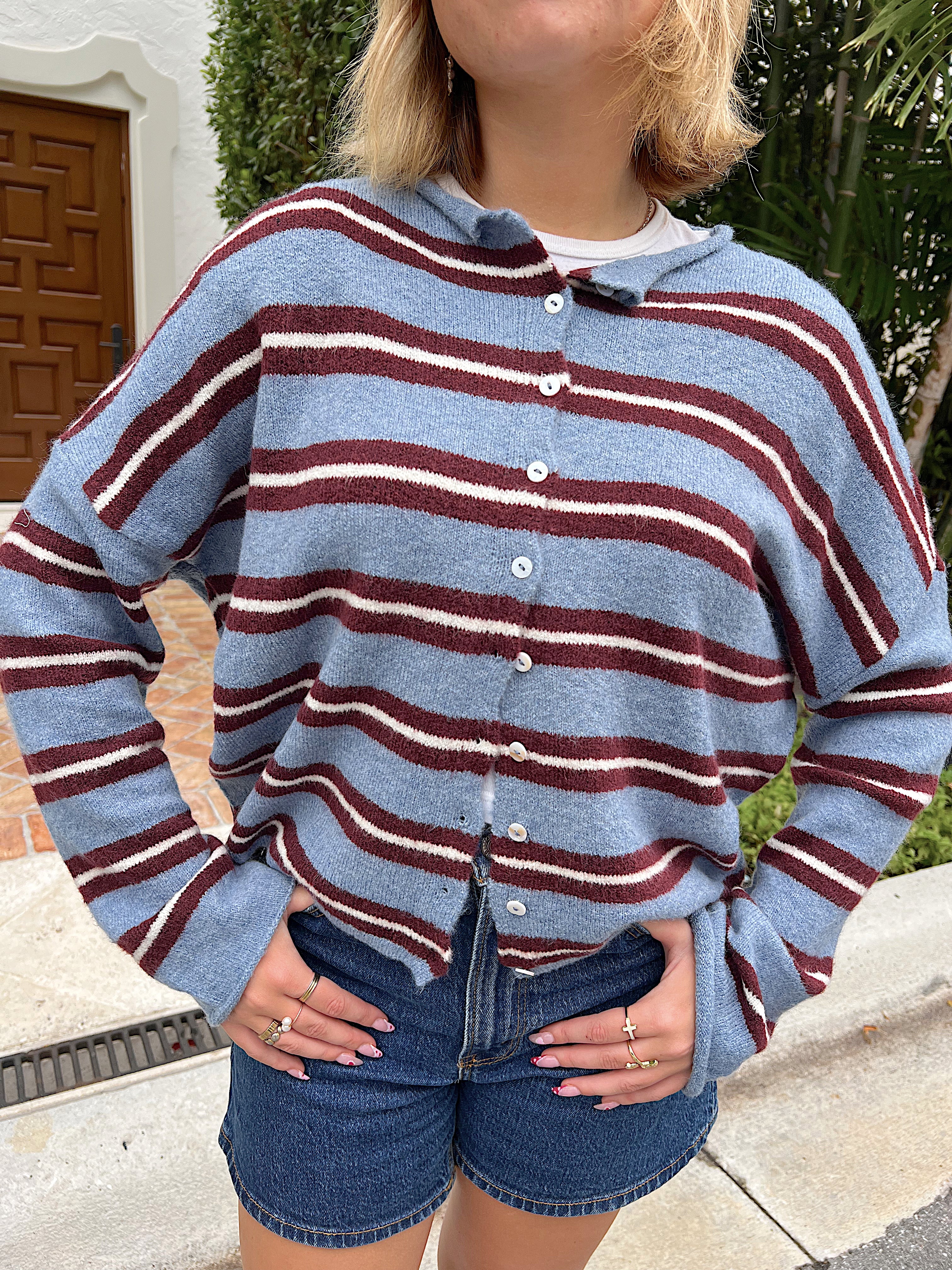 Church Girl Knit - Blue Collegiate Stripe