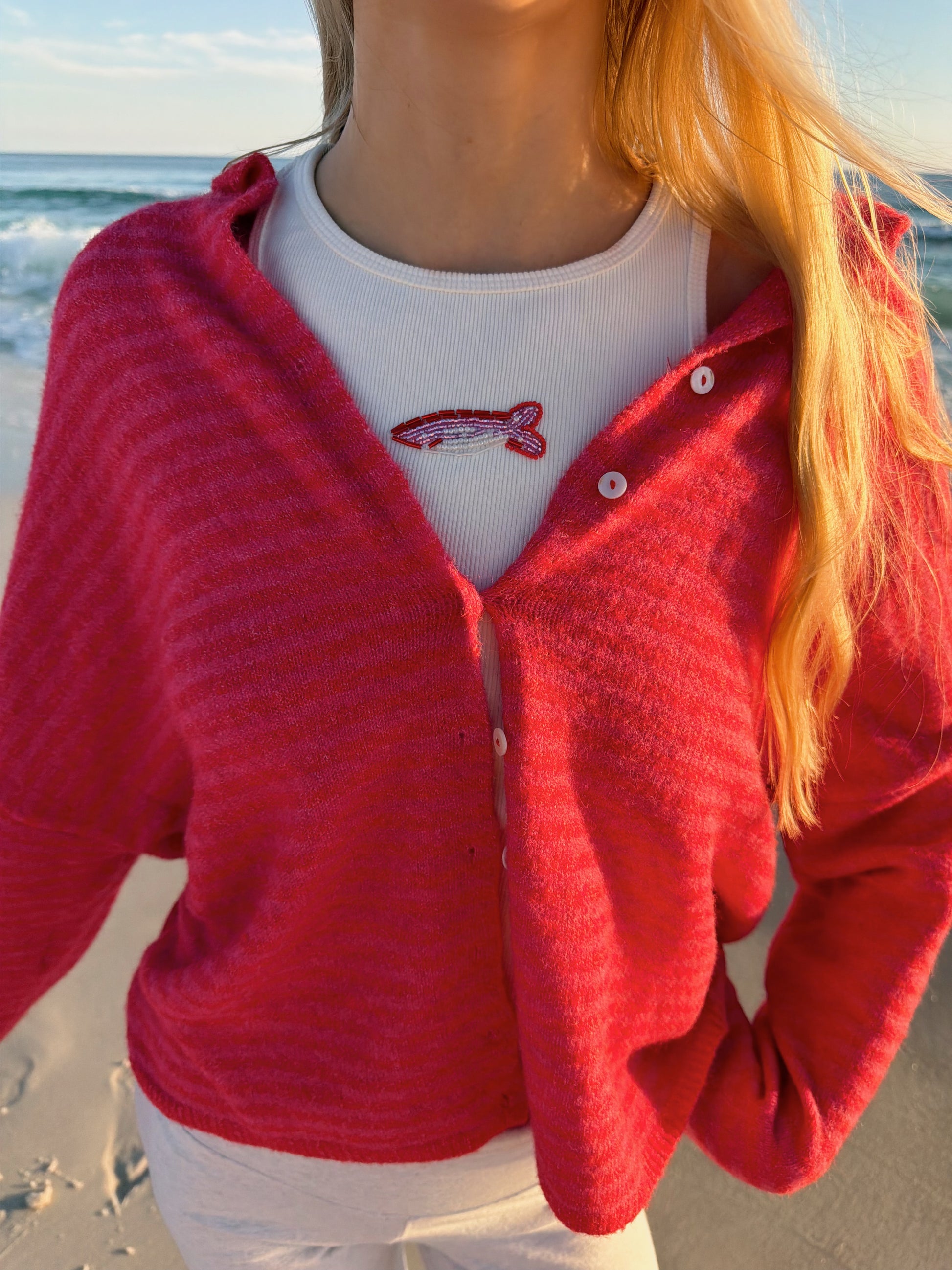 Church Girl Knit - Strawberry Stripe