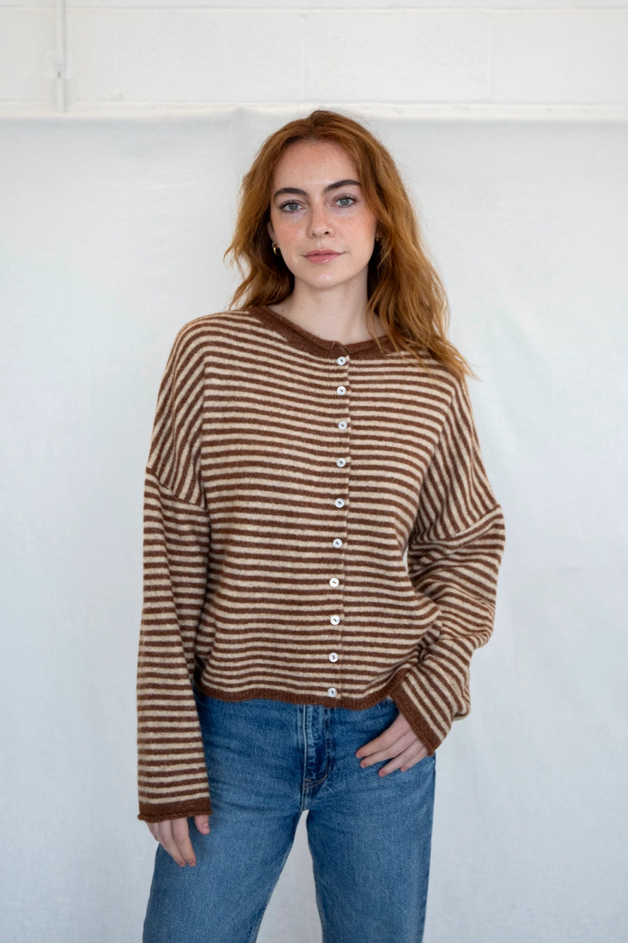 Church Girl Knit - Espresso Stripe