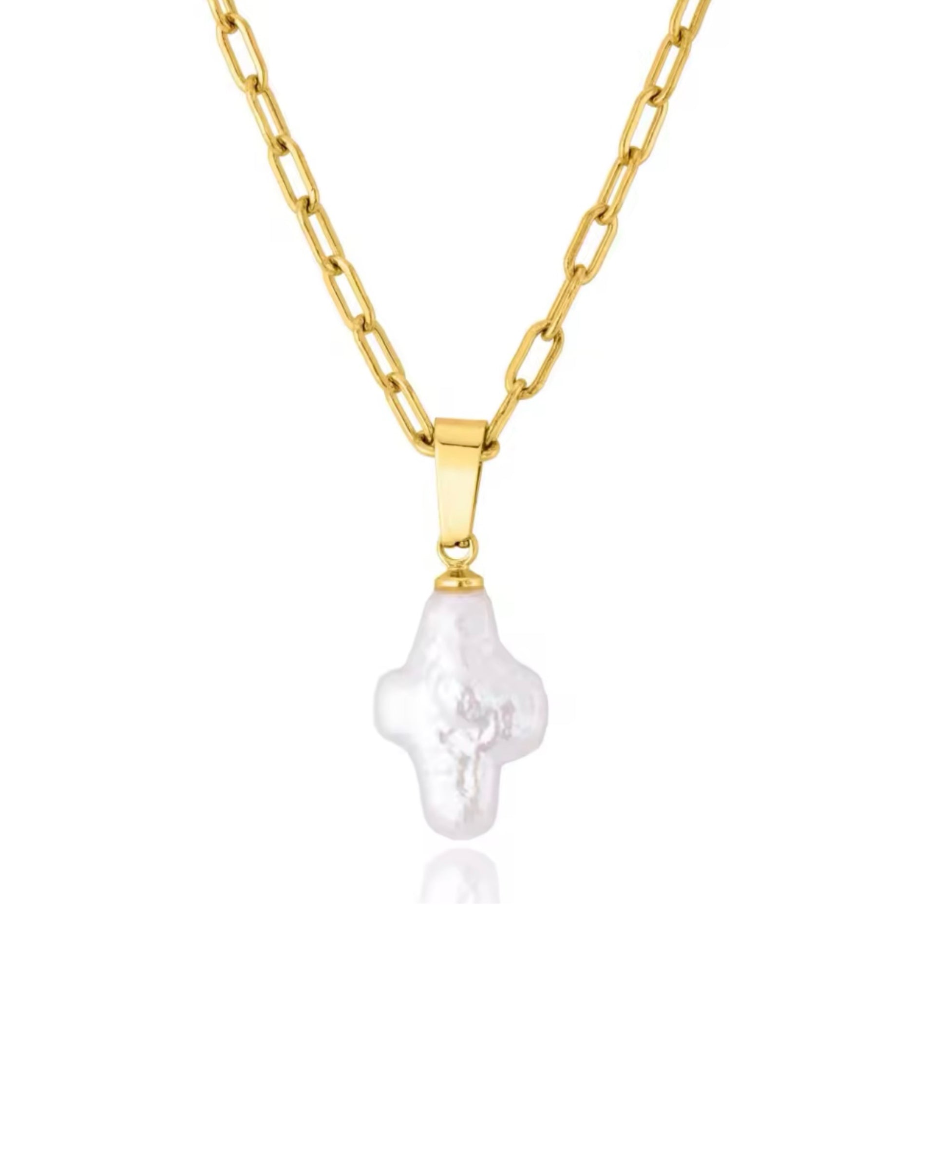 Mini Pearl Cross Necklace