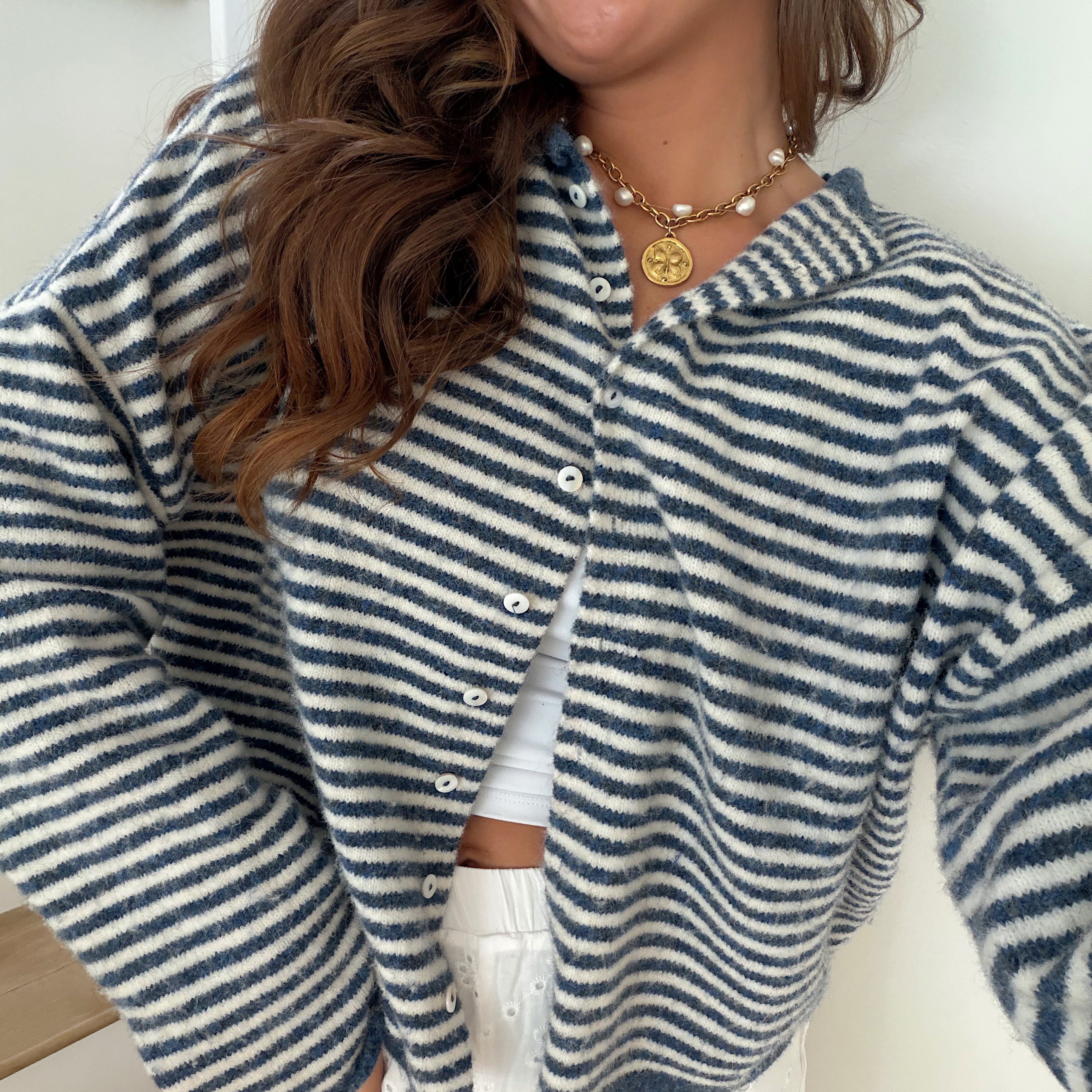 Church Girl Knit - Navy Stripe