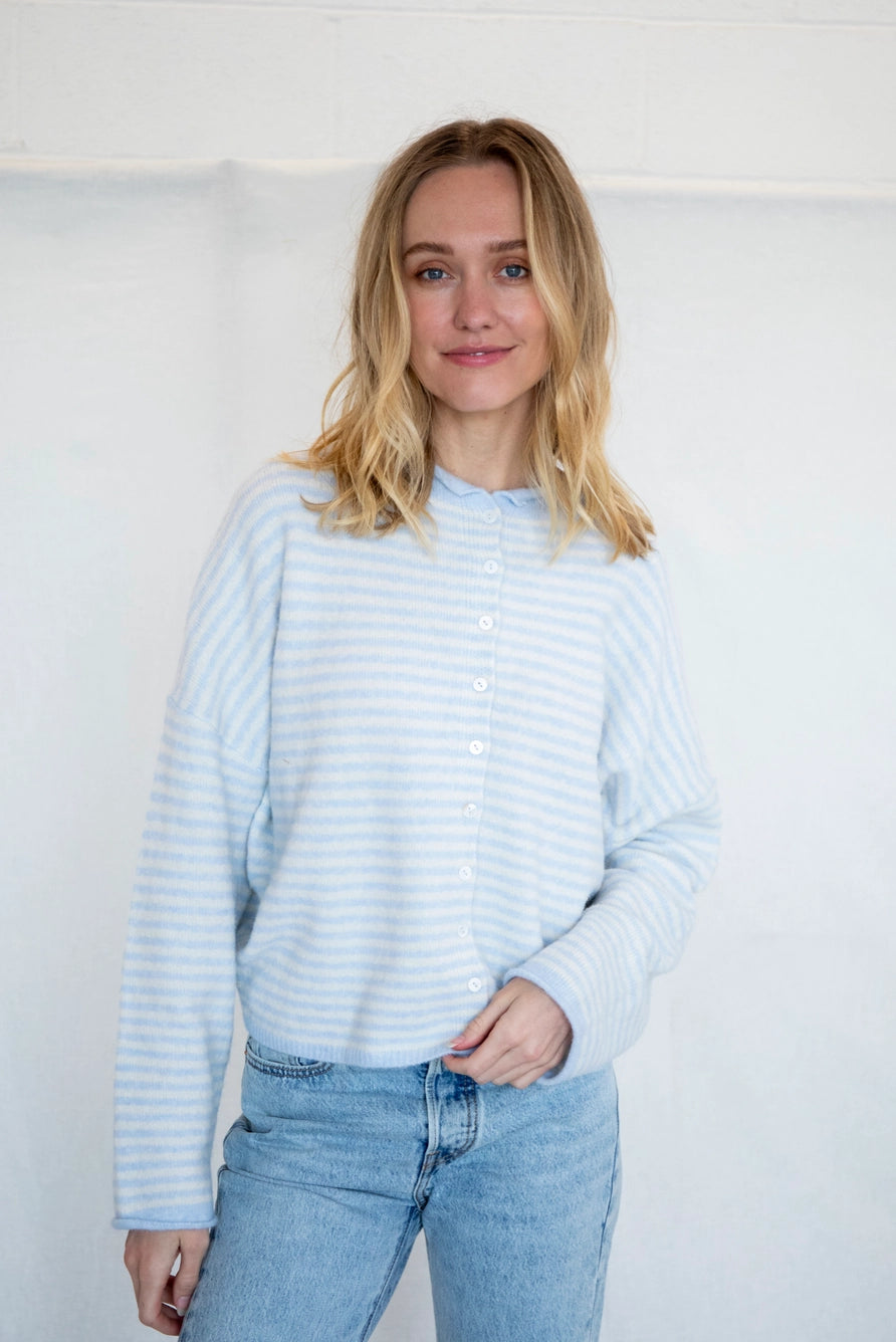 Church Girl Knit - Baby Blue Stripe