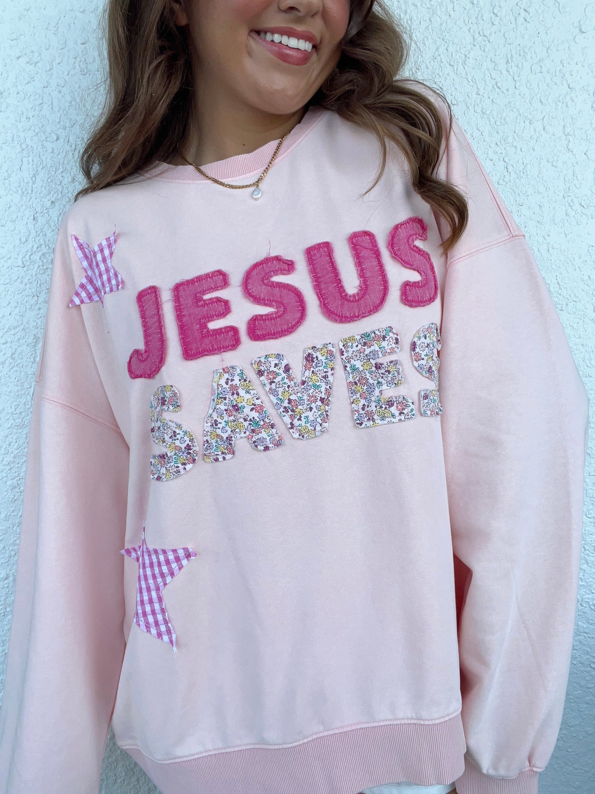 Jesus Saves Crew - Pink