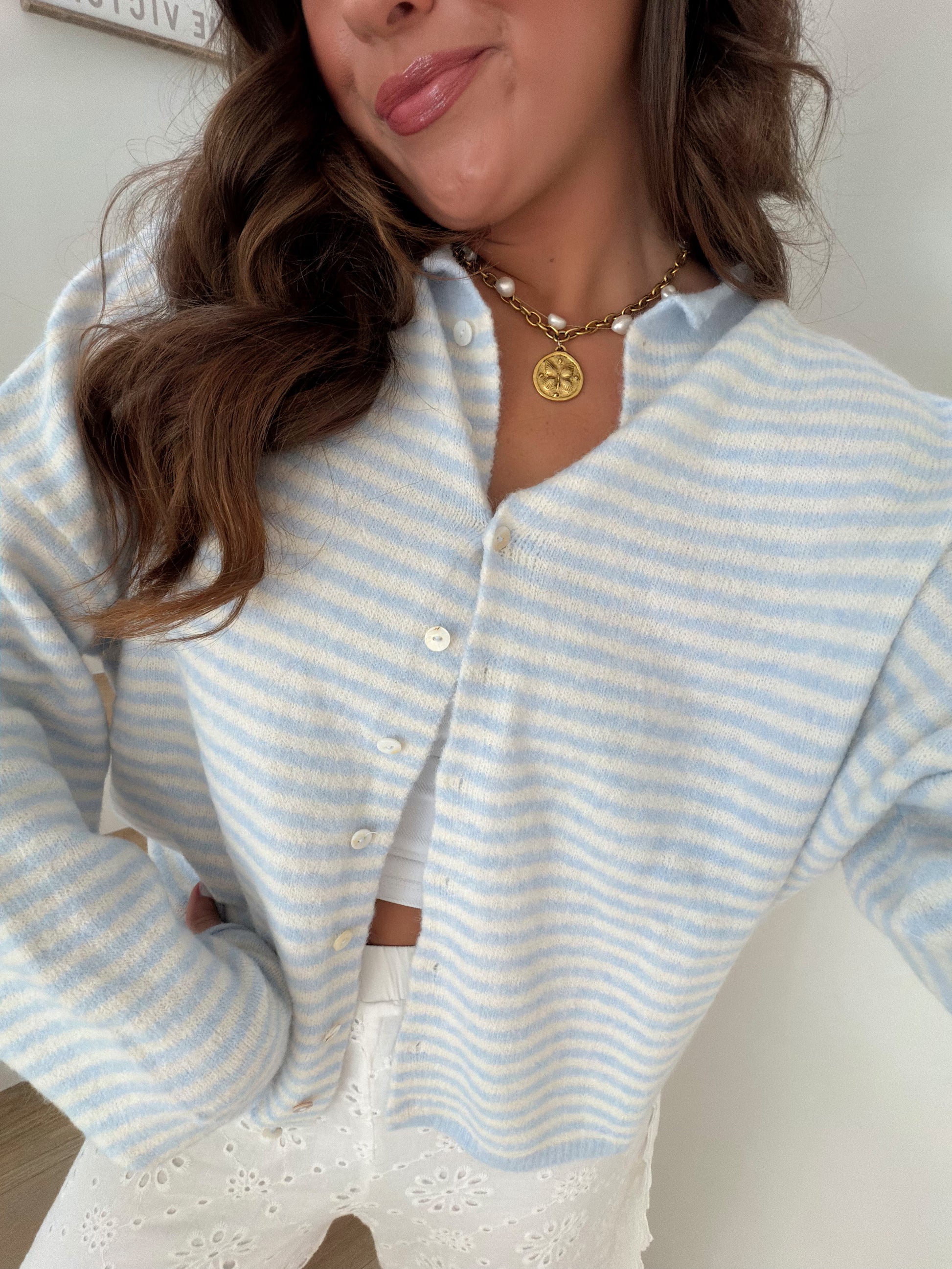 Church Girl Knit - Baby Blue Stripe