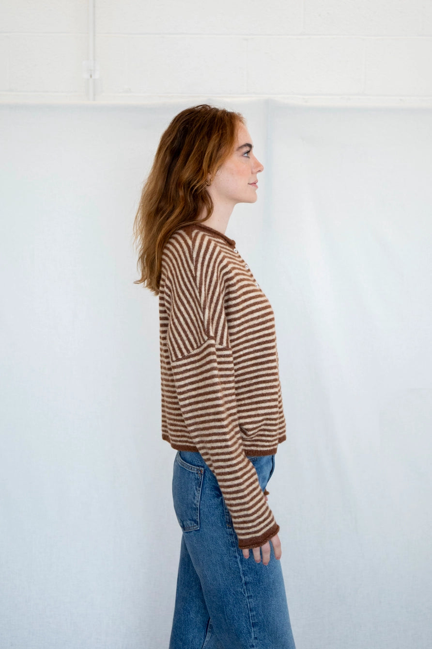 Church Girl Knit - Espresso Stripe