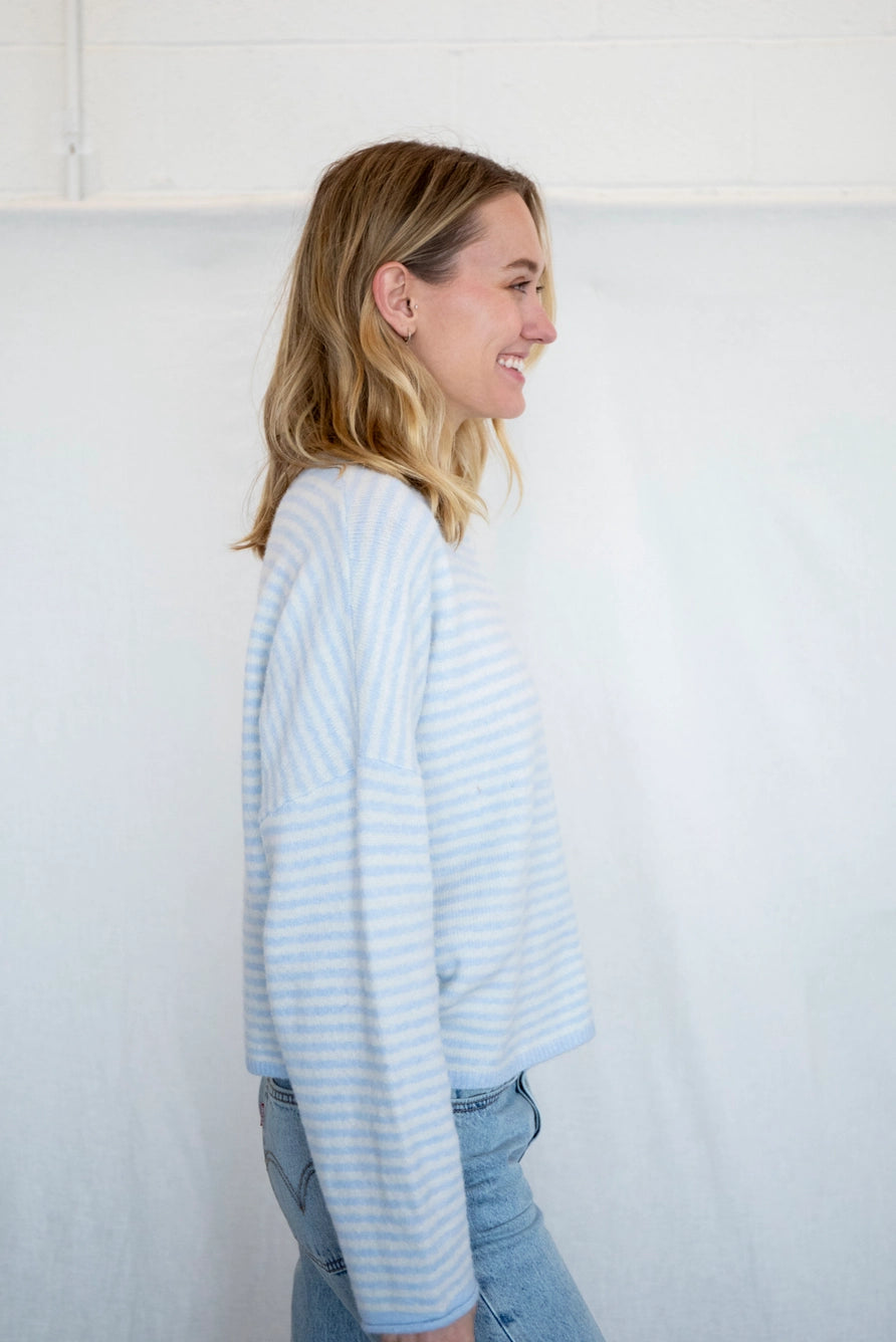 Church Girl Knit - Baby Blue Stripe